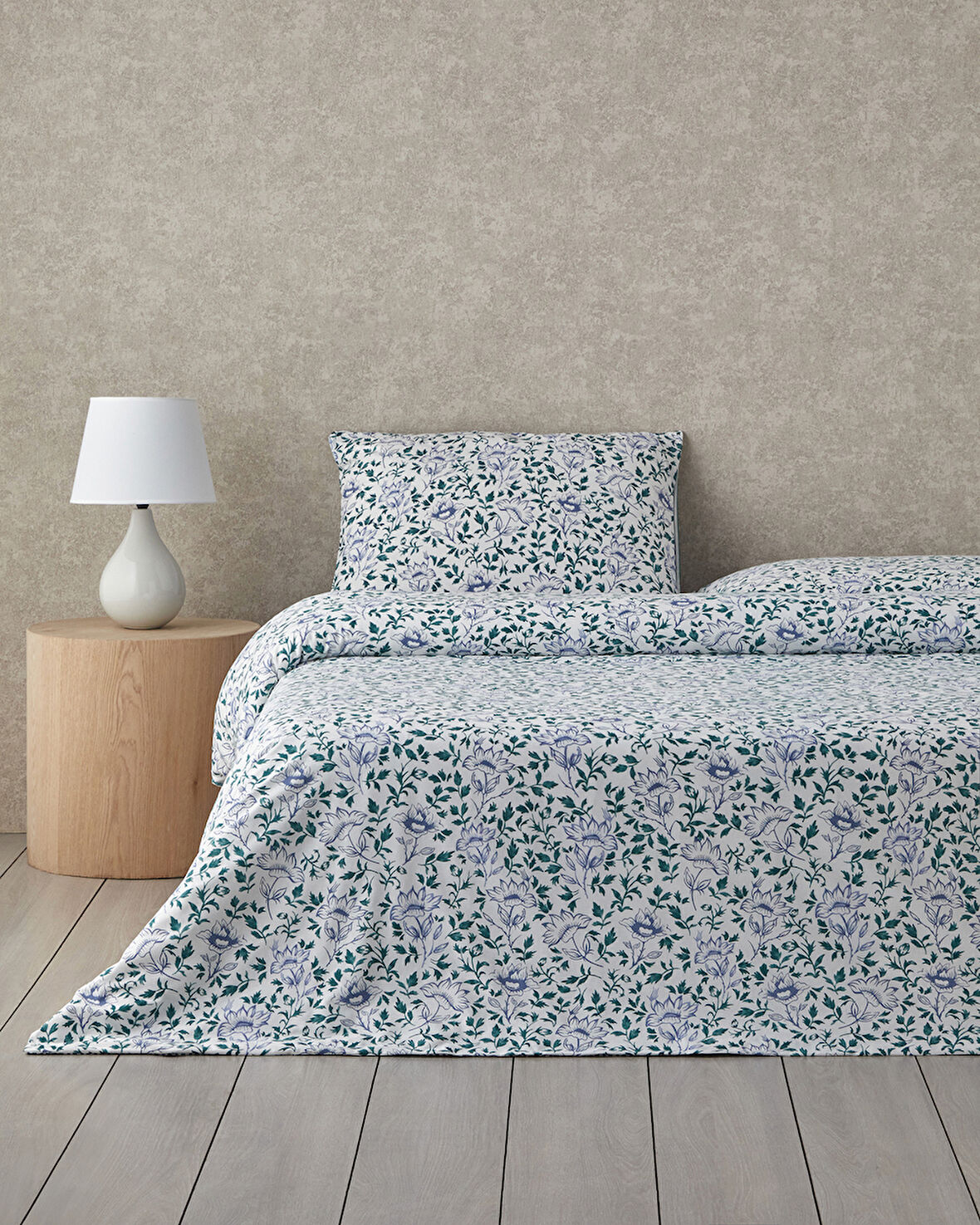 Gentle Flower Pamuk Çift Kişilik Nevresim Takımı 200x220 cm Yeşil-Mavi