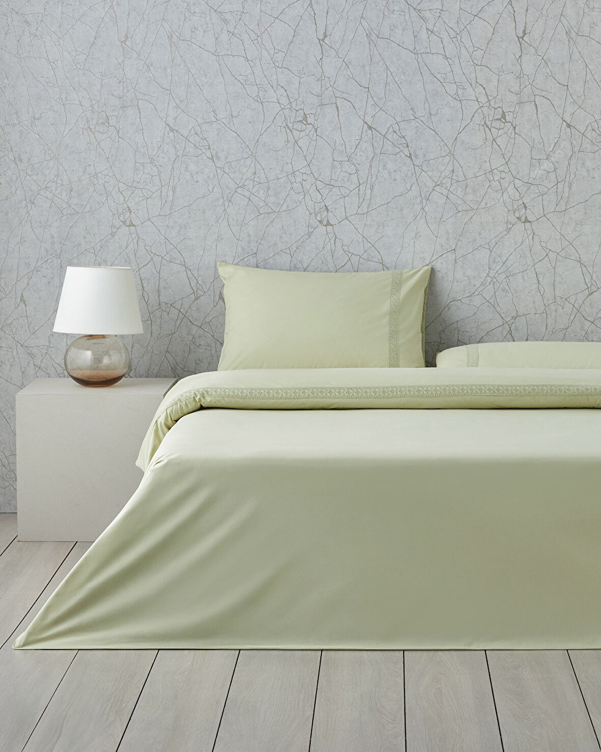 Lace Elegance Kopanakili Perkal Çift Kişilik Nevresim Takımı 200x220 cm Yeşil