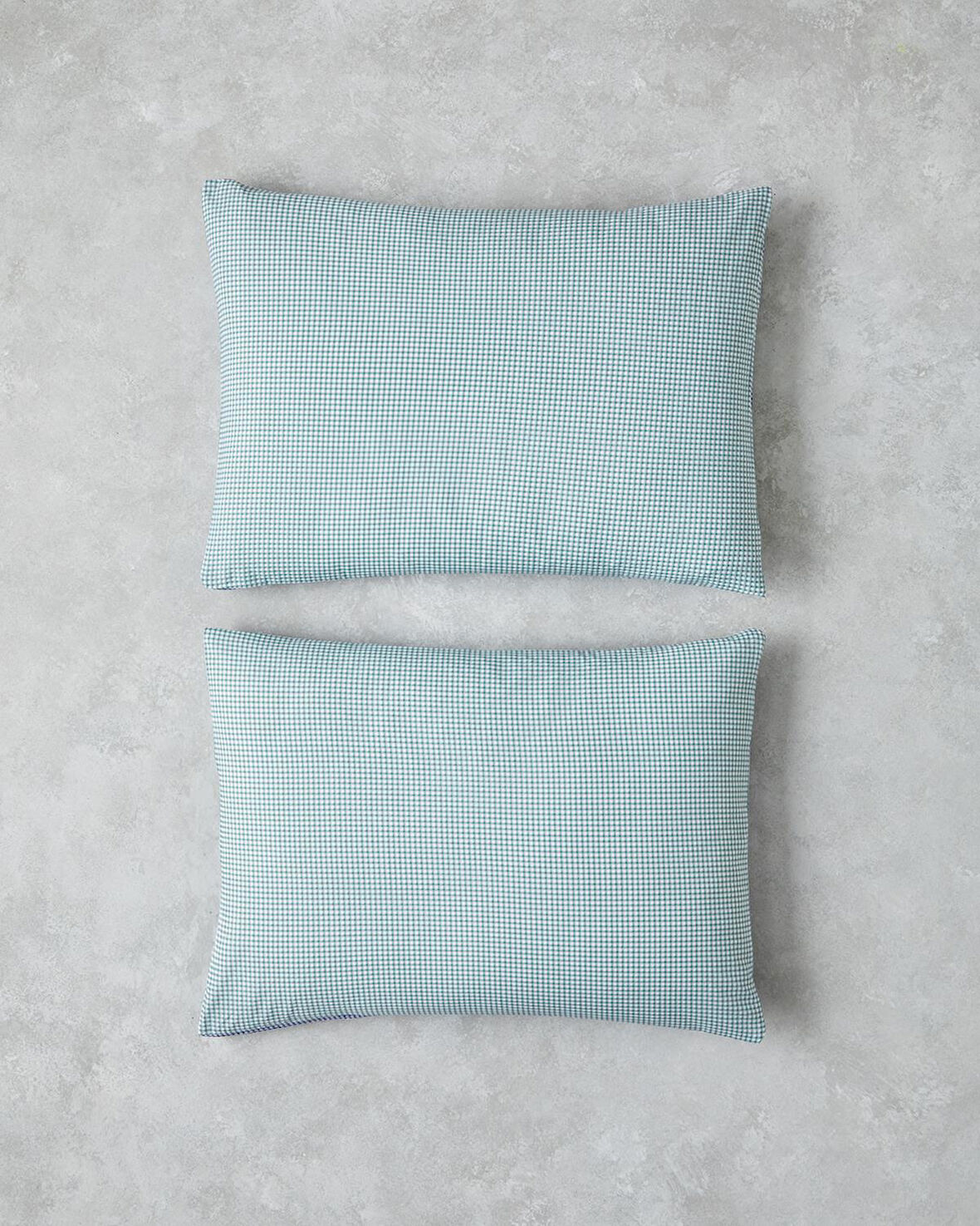 Petit Check Pamuklu 2'li Yastık Kılıfı 50x70 cm Yeşil-Mavi