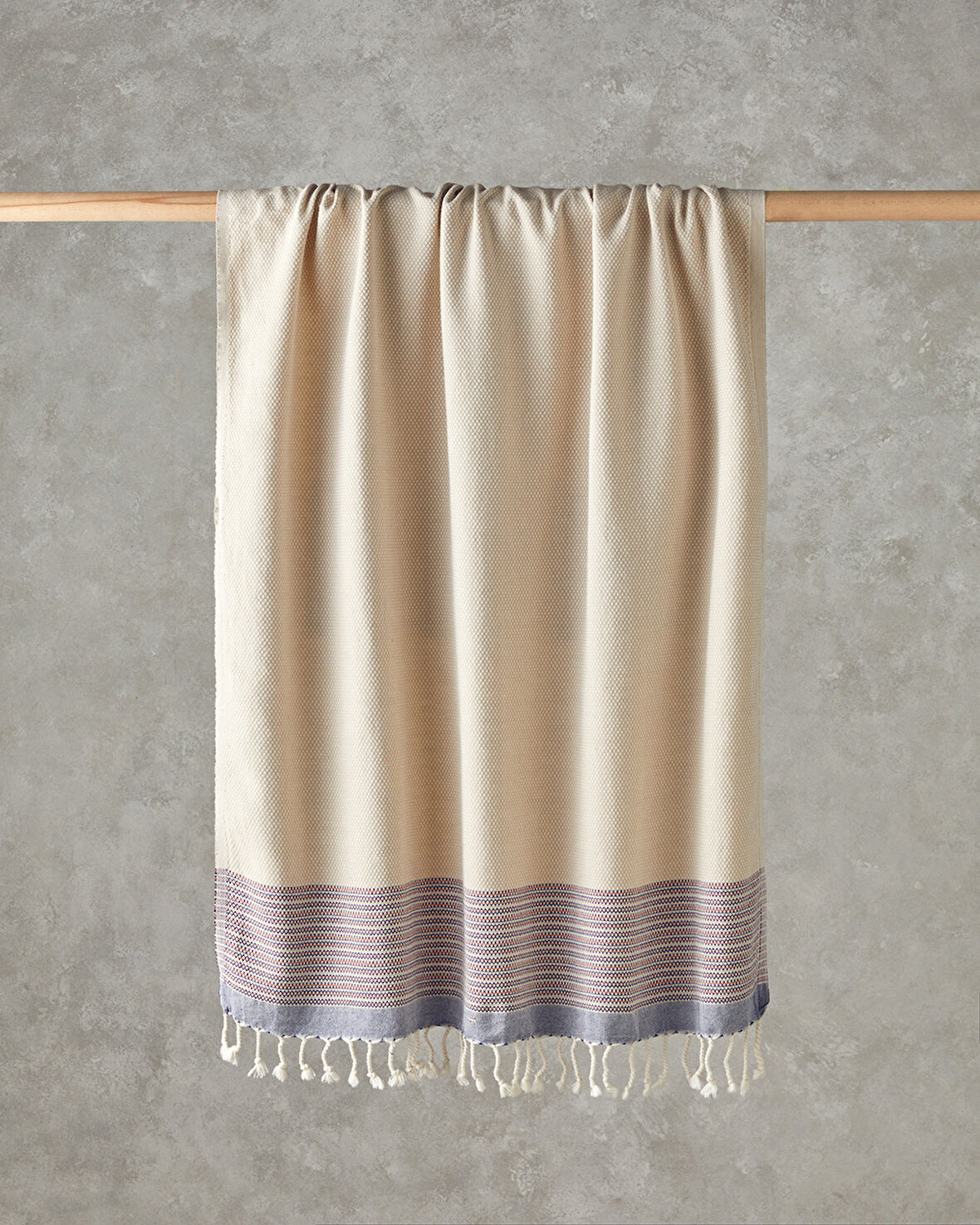 Honeycomb Pamuklu Peştamal 90x150 cm Açık Bej-Lacivert-Kiremit