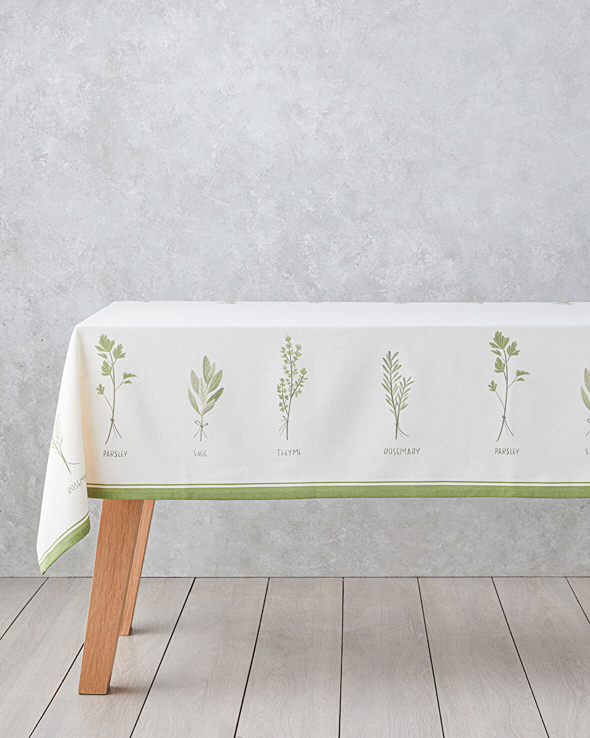Greeny Pamuk Polyester Masa Örtüsü 150x200 cm Beyaz - Yeşil