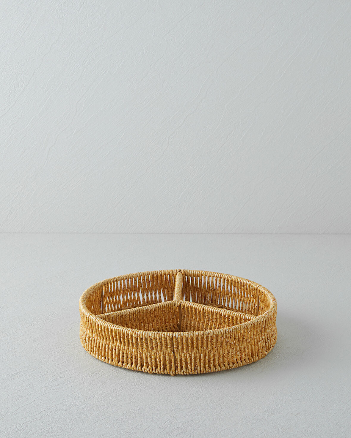 Wicker Plastik Rattan 3 Bölmeli Sunumluk 25x6 cm Açık Kahverengi
