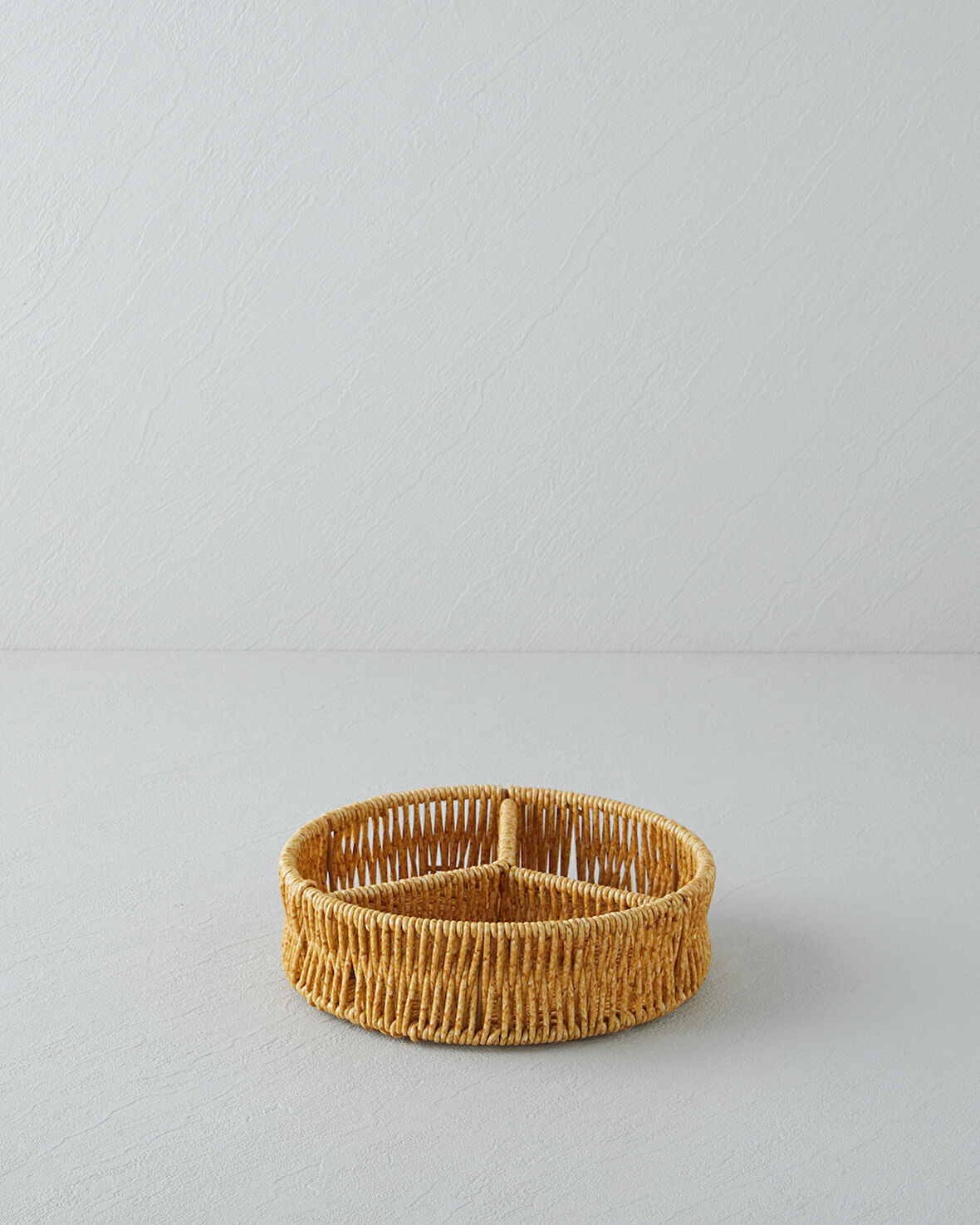 Wicker Plastik Rattan 3 Bölmeli Sunumluk 19x5 cm Açık Kahverengi