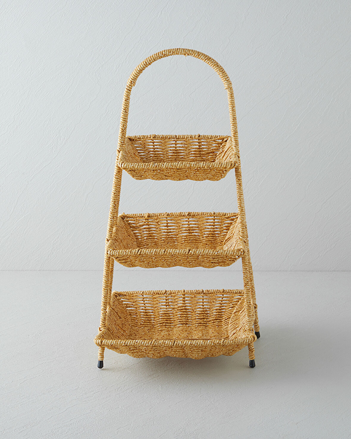 Wicker Plastik Rattan Katlı Servis 26x22x44 cm Açık Kahverengi