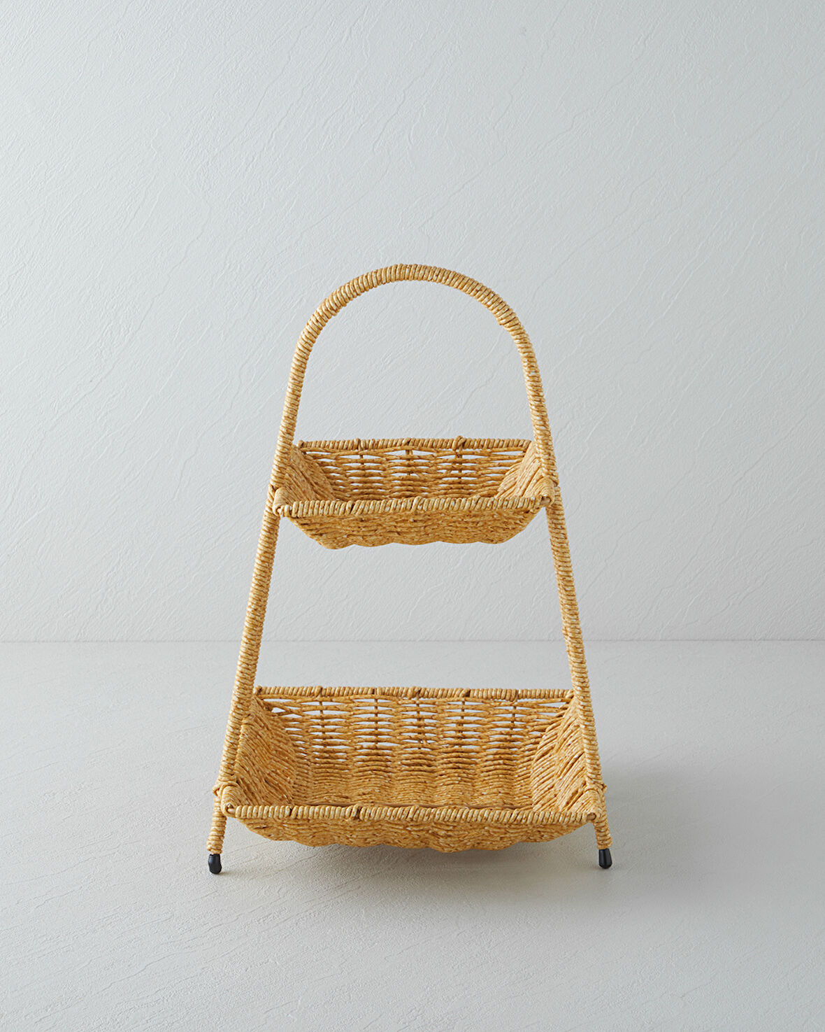Wicker Plastik Rattan Katlı Servis 26x22x36 cm Açık Kahverengi