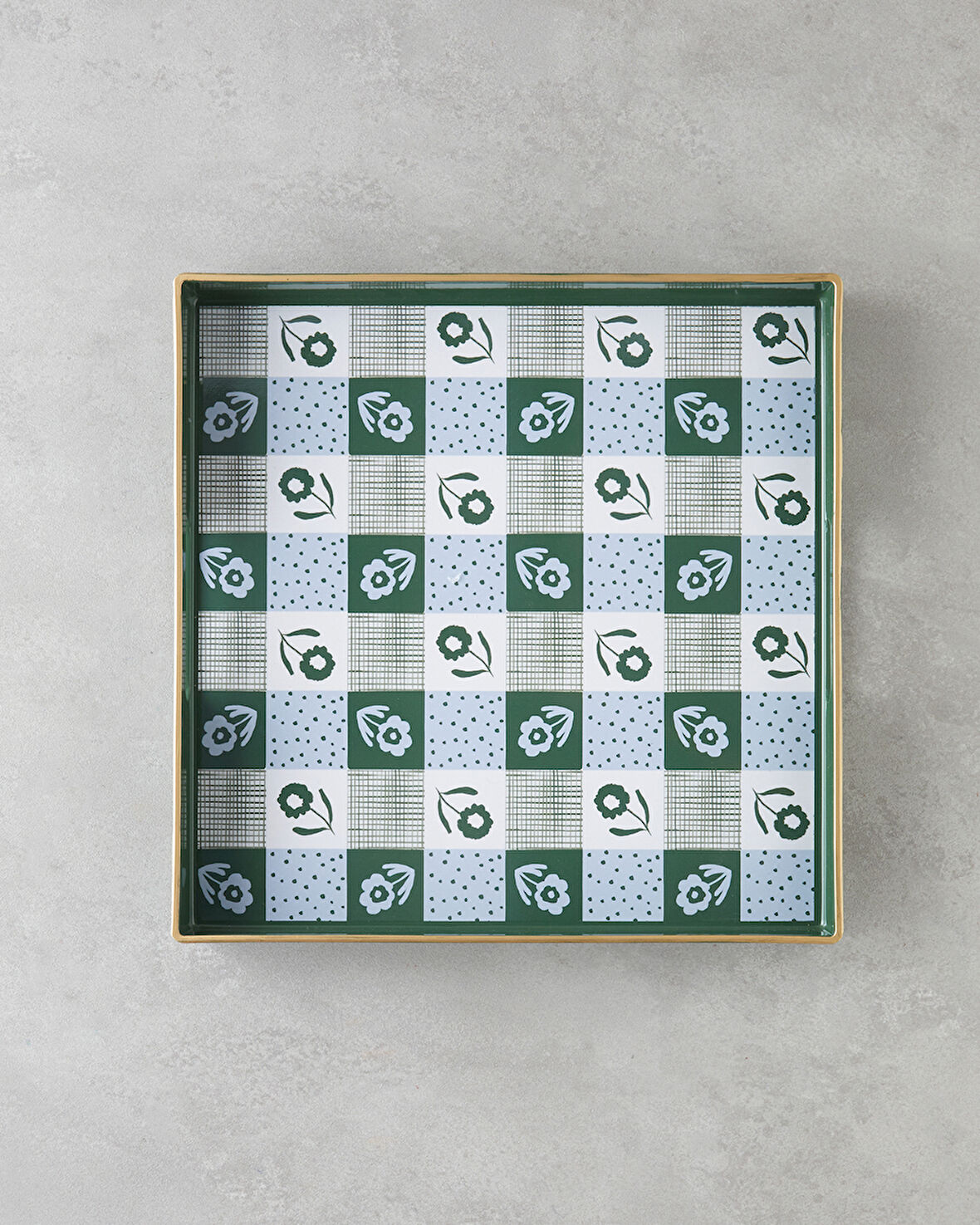 Green Oasis PP Tepsi 35x35 cm Beyaz - Yeşil