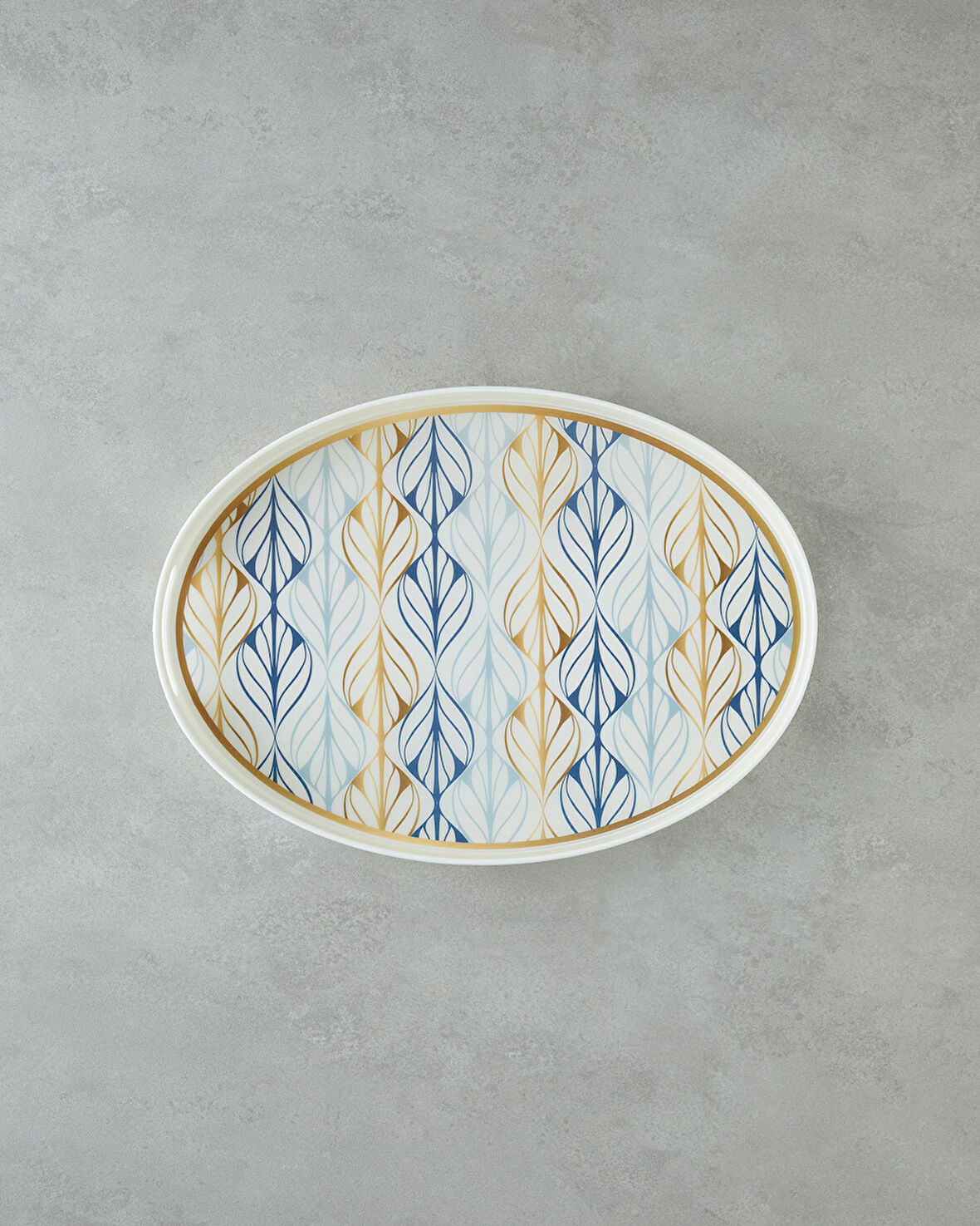 Golden Harmony PP Kaydırmaz Tepsi 42x30 cm Lacivert – Gold