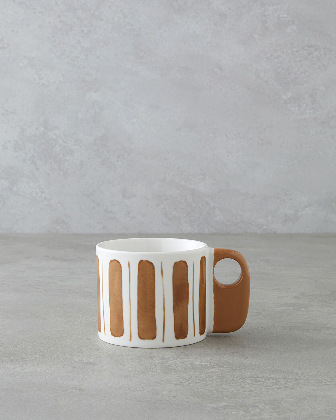 Earthline New Bone China Kupa 380 ml Beyaz-Kahverengi