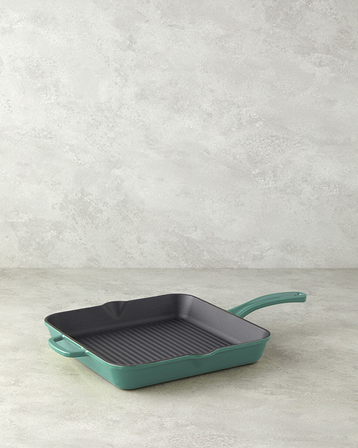 Hecha Demir Döküm Kare Grill Tava 30 cm Biberiye Yeşili