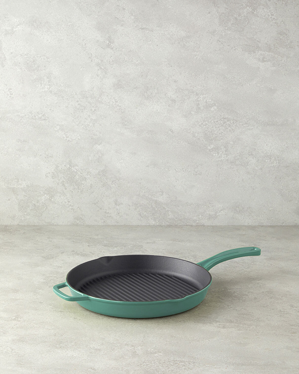 Hecha Demir Döküm Yuvarlak Grill Tava 28x4 cm Biberiye Yeşili