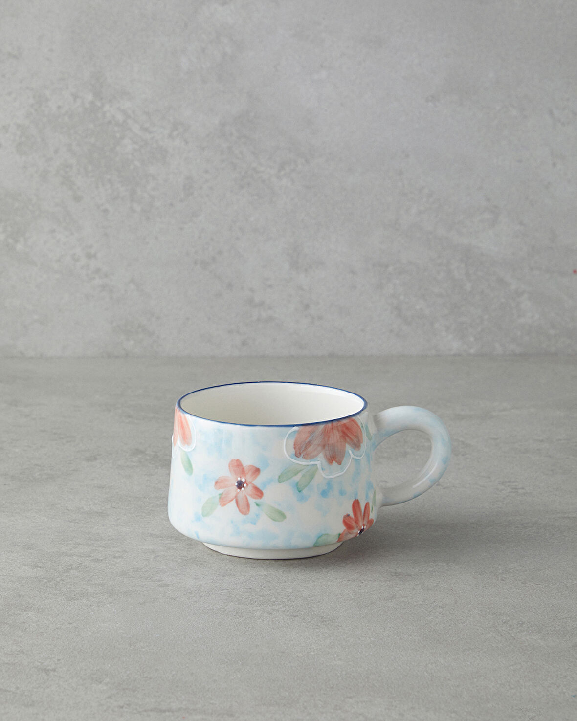 Pastel Blooming Seramik Kupa 260 ml Mavi - Kırmızı -Yeşil