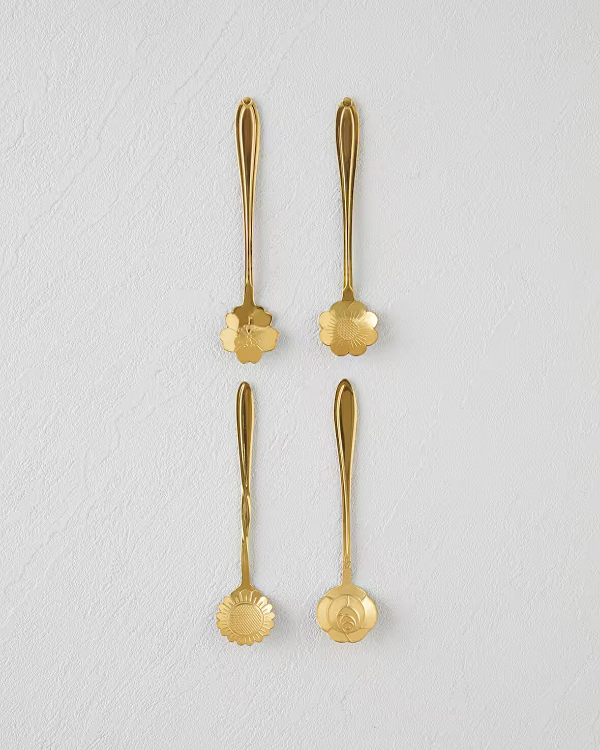 Luxe Flora Paslanmaz Çelik Tatlı Kaşığı 4 Parça Gold