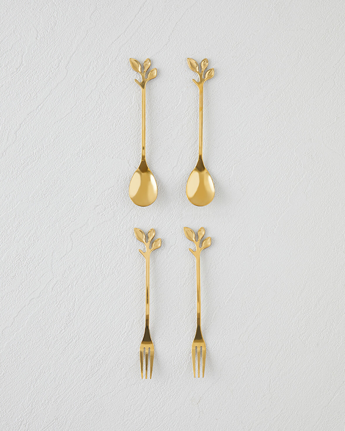 Lush Elegance Paslanmaz Çelik T.Çatal-Kaşık Set 4 Parça Gold