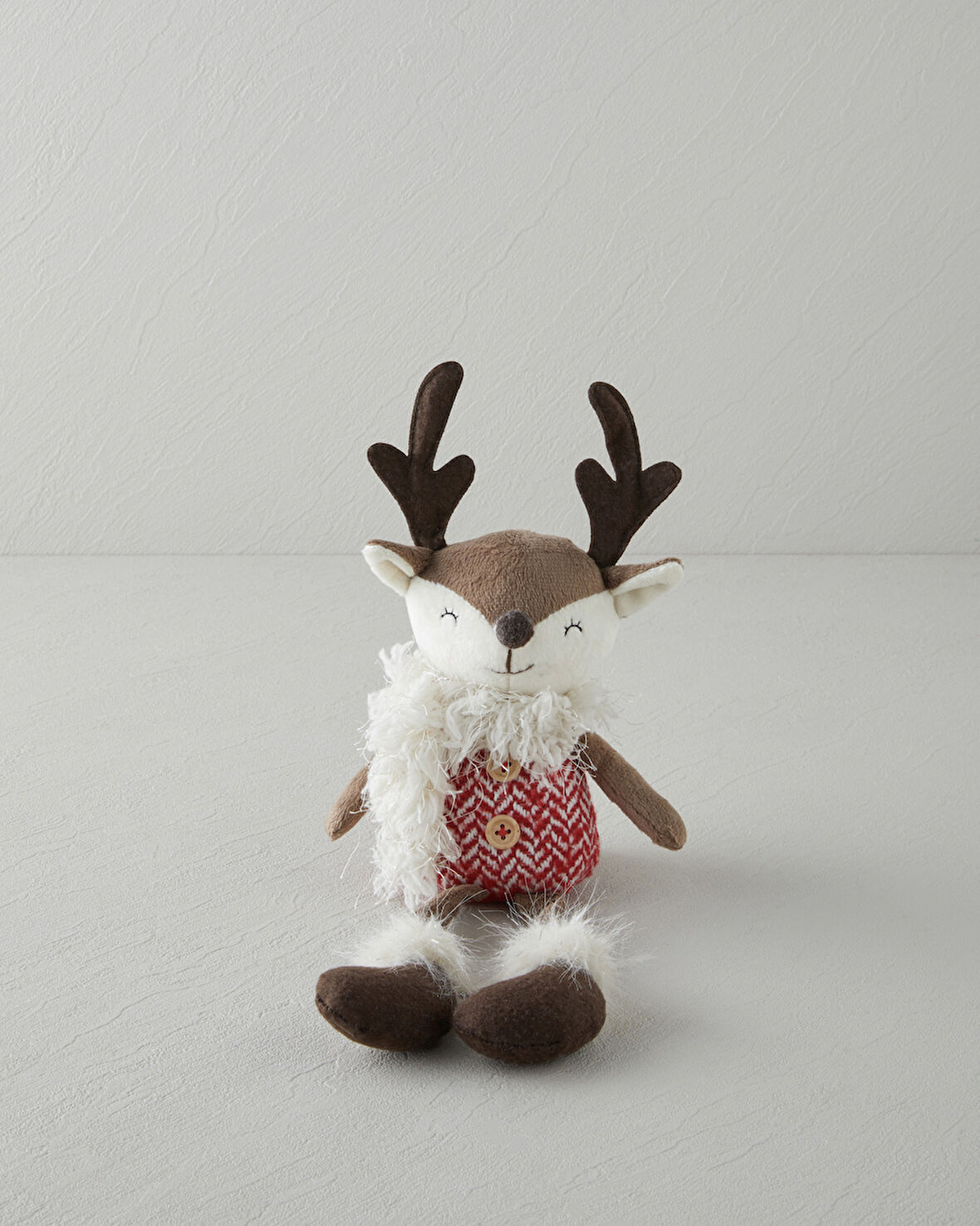 Reindeer Dekoratif Obje 37 cm Kırmızı - Beyaz