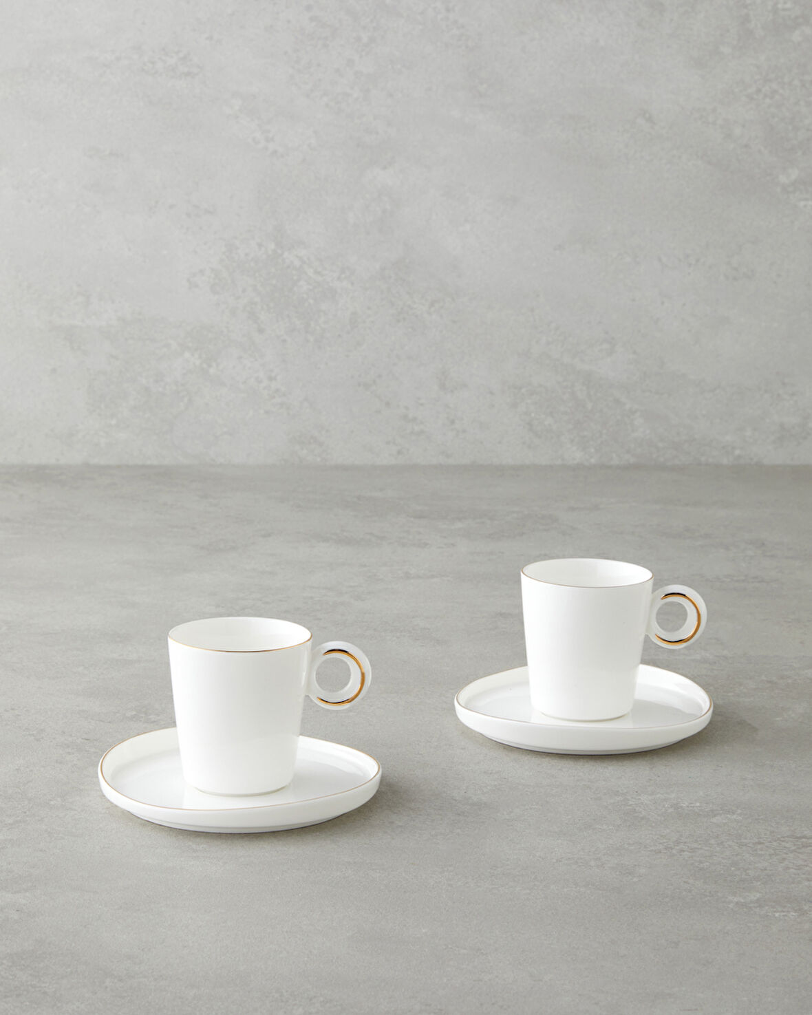 Eclipsed Porselen 4 Parça 2 Kişilik Kahve Fincan Takımı 85 ml Beyaz-Gold