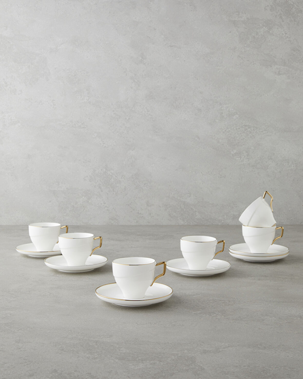 Sheen Porselen 12 Parça 6 Kişilik Kahve Fincan Takımı 90 ml Beyaz-Gold