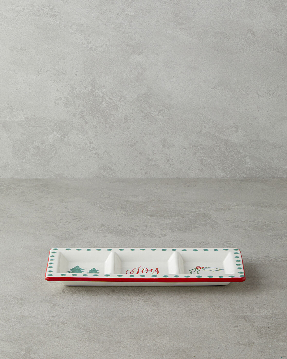 Joy Dolomite Sunumluk 25x10 cm Beyaz - Kırmızı