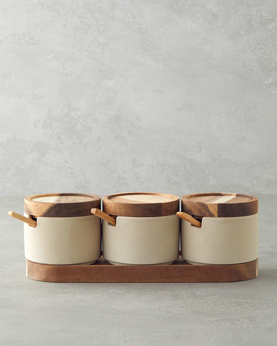 Mara Dolomite 3'lü Baharatlik 27x9 cm Bej