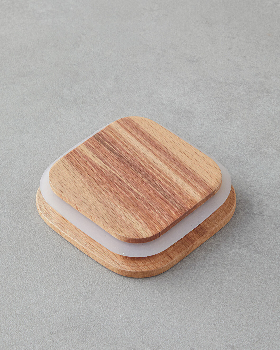 Pico Cam Ahşap Kapaklı 4 Bölmeli Kahvaltılık 21x21 cm Şeffaf