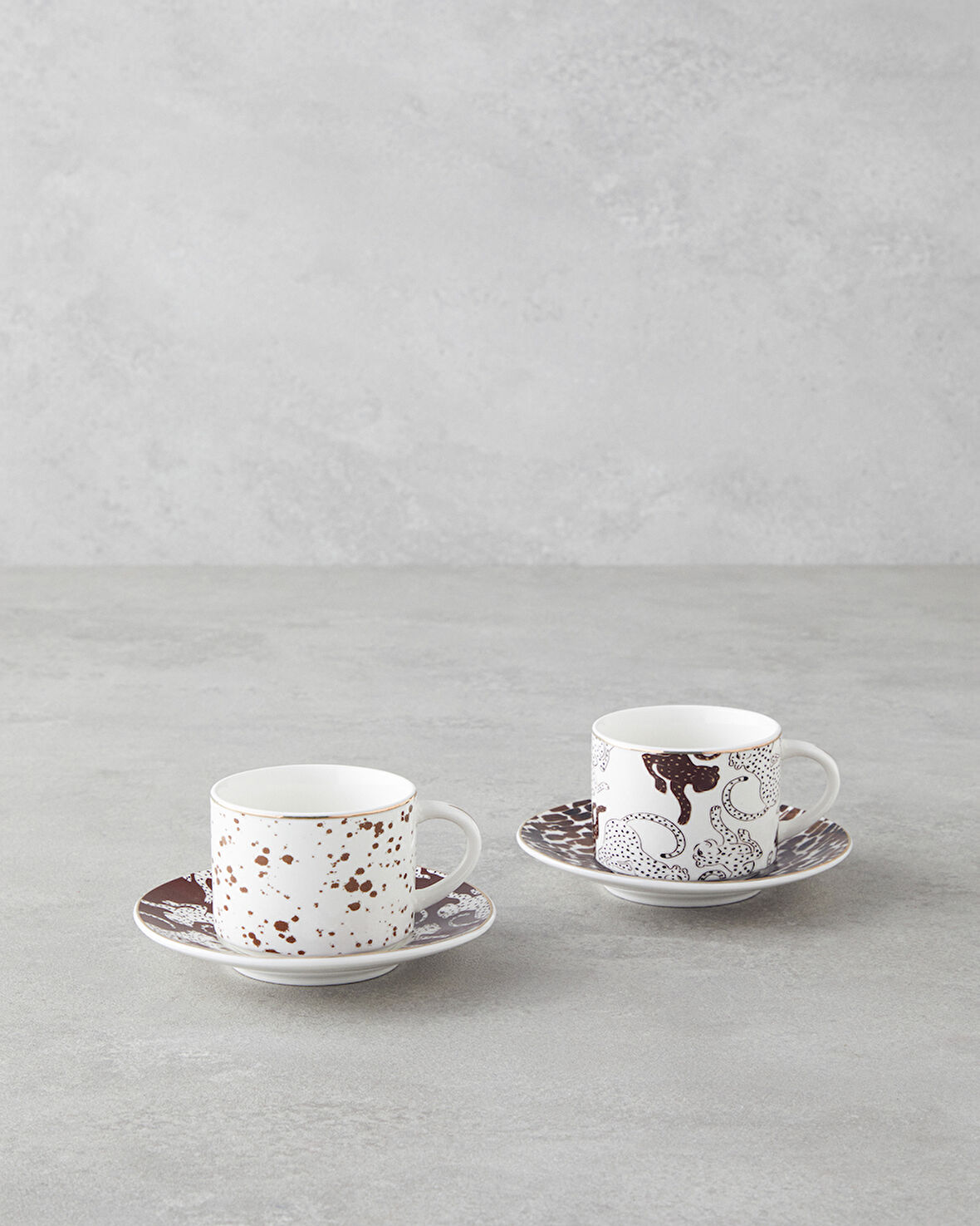 Feline New Bone China 4 Parça 2 Kişilik Kahve Fincan Takımı 100 ml Kahverengi