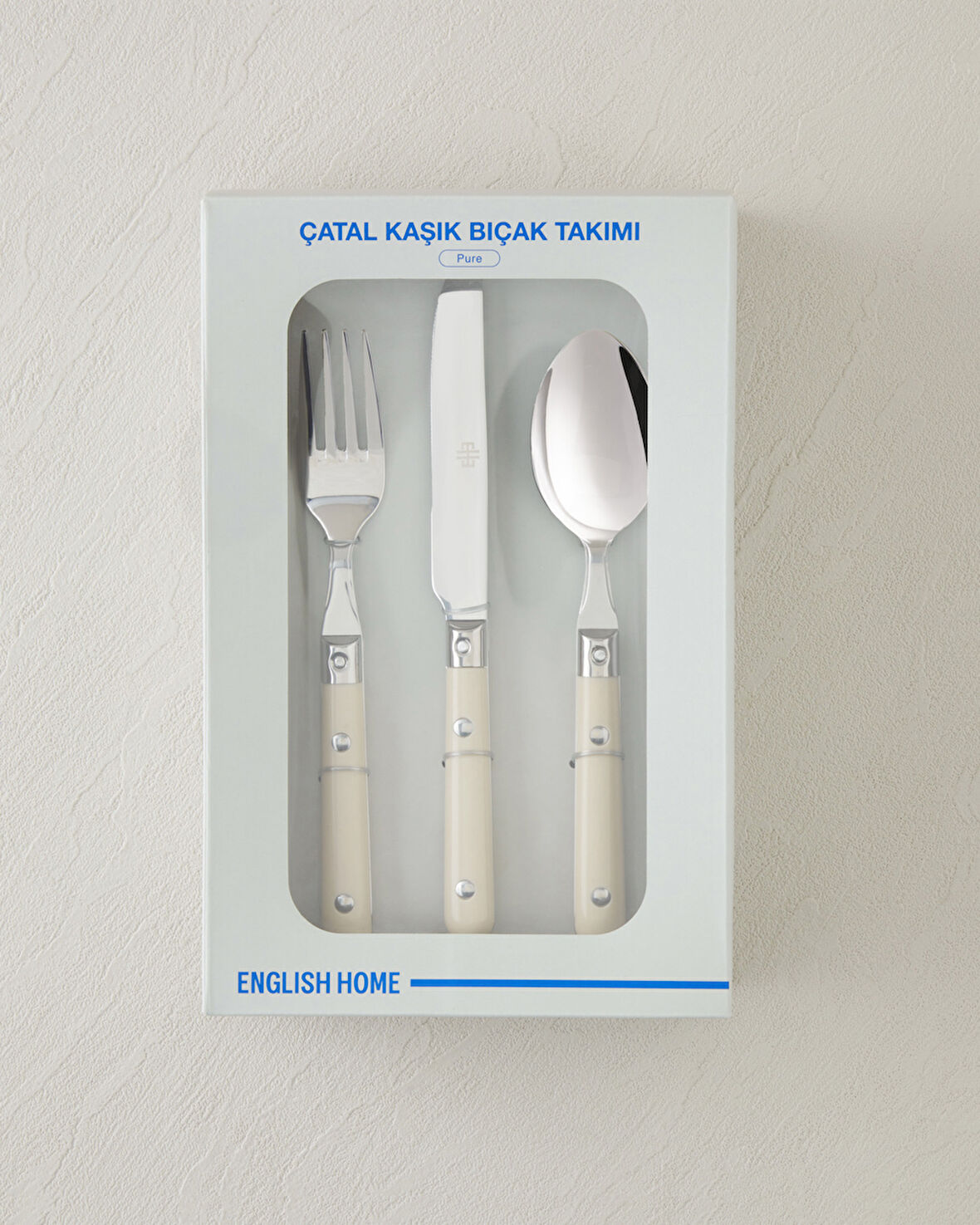 Pure Paslanmaz Çelik Çatal Kaşık Bıçak Tk. 18 Parça 6 Kişilik Krem