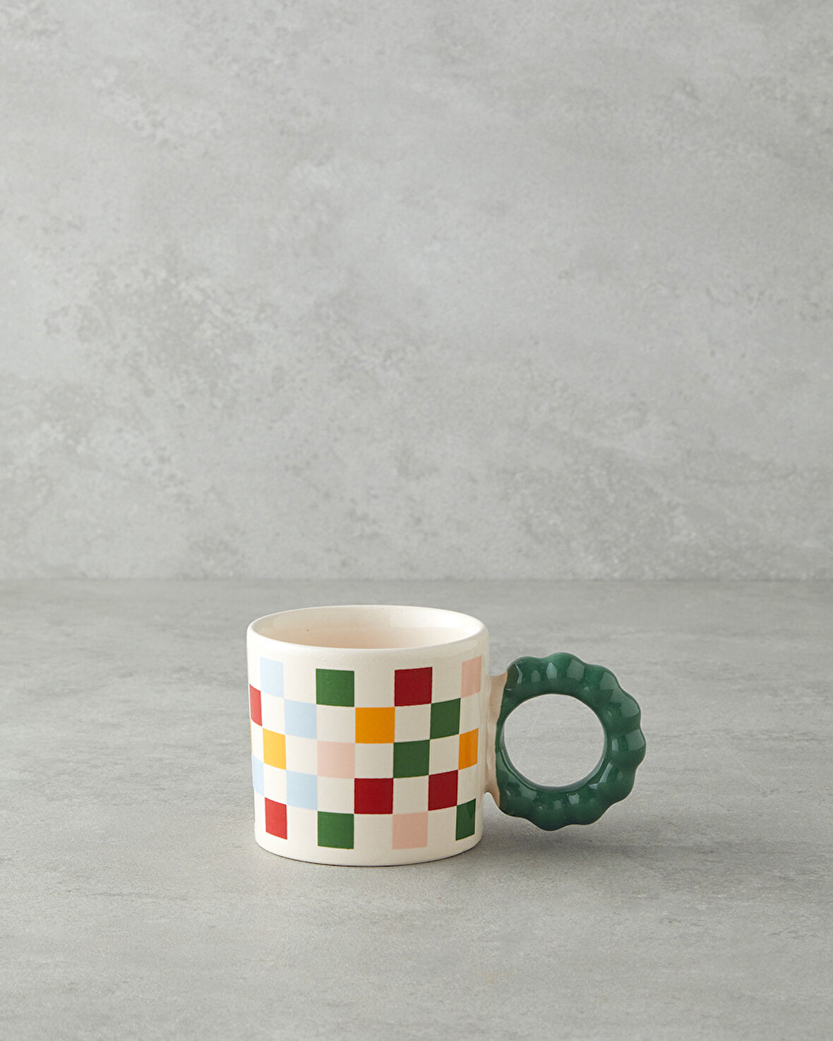 Checkerboard Seramik Kupa 260 ml Renkli