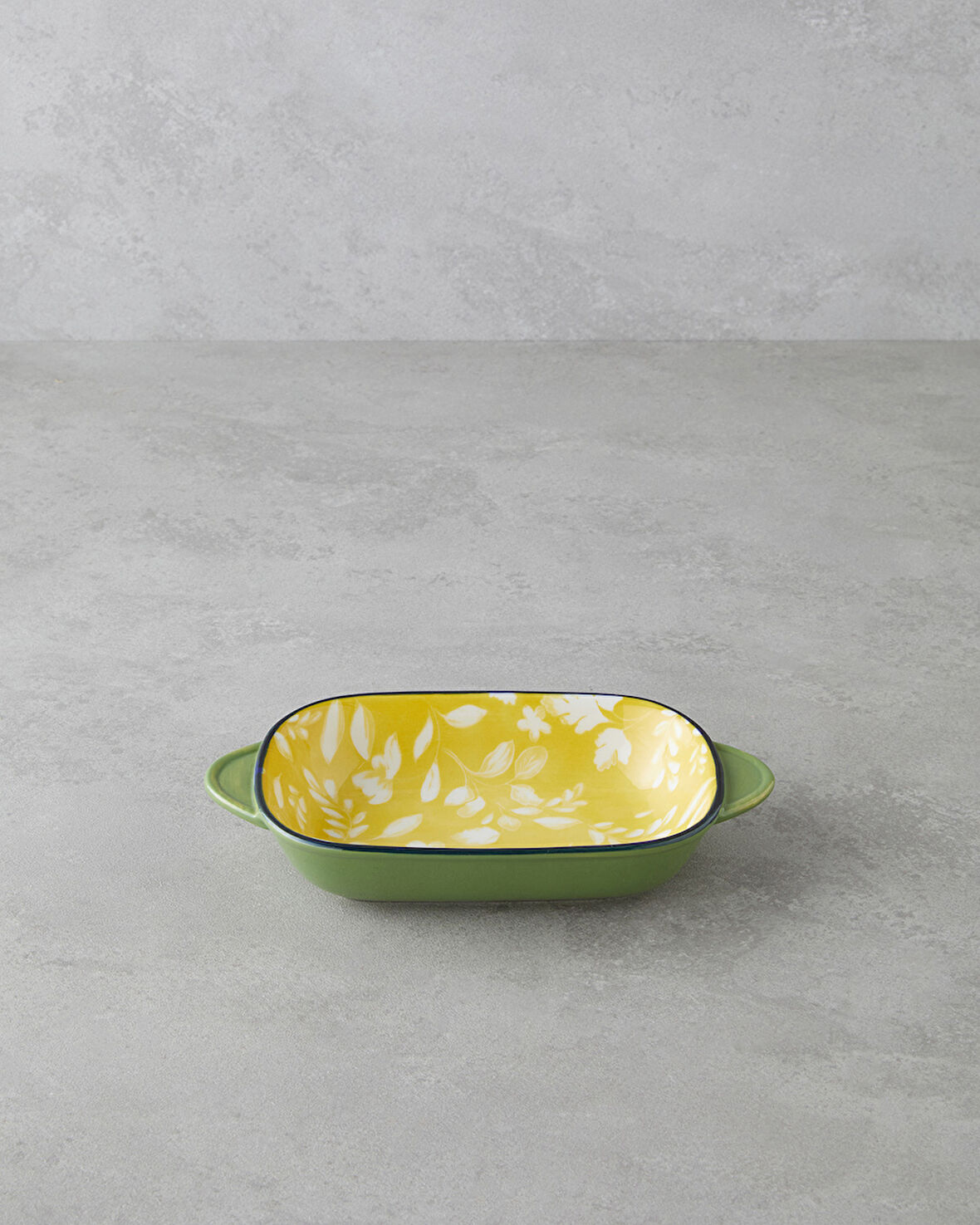 Plantopia Porselen Kayık Tabak 22x12 cm Sarı-Yeşil