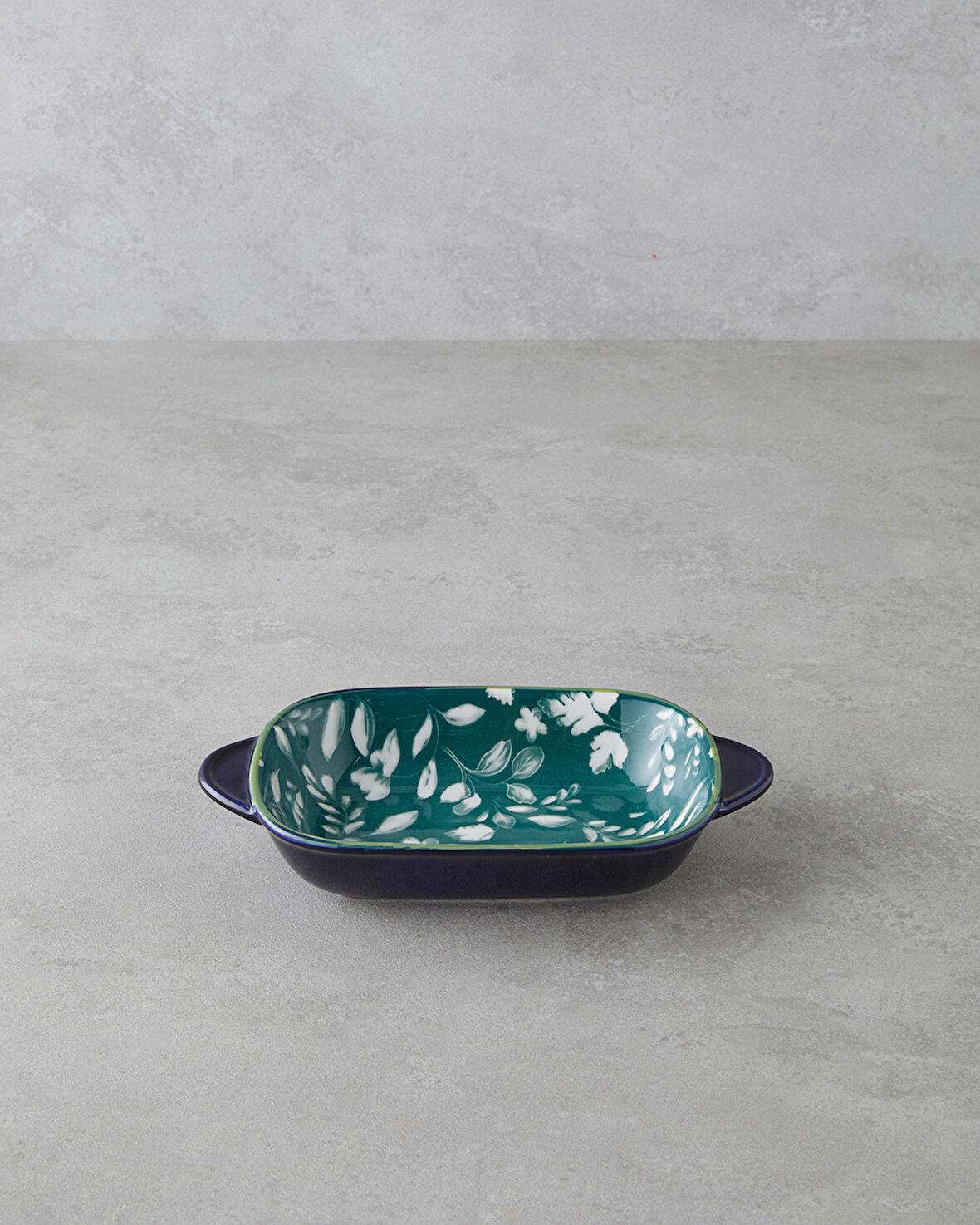 Plantopia Porselen Kayık Tabak 22x12 cm Lacivert-Yeşil