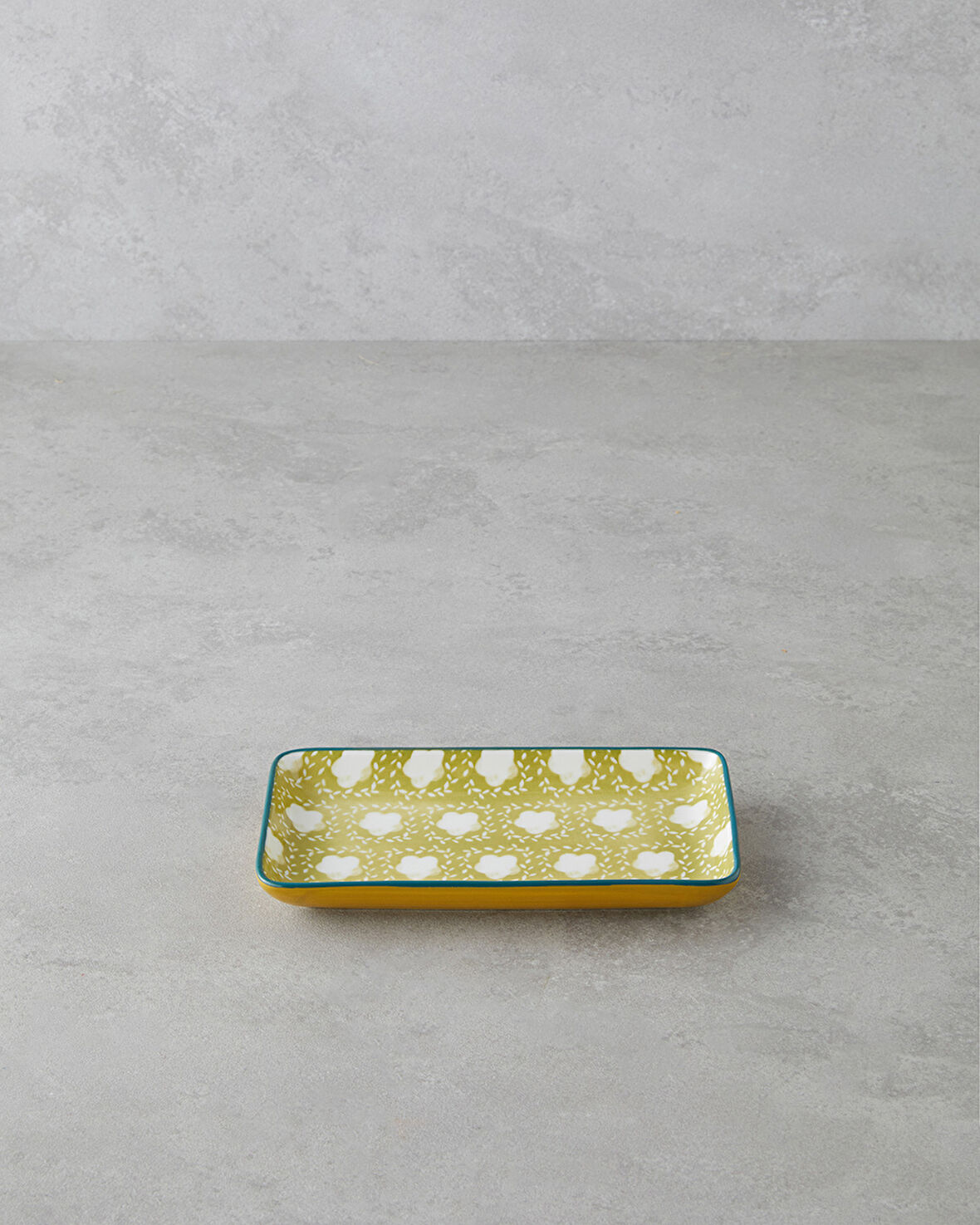 Plantopia Porselen Kayık Tabak 17x10 cm Sarı-Yeşil