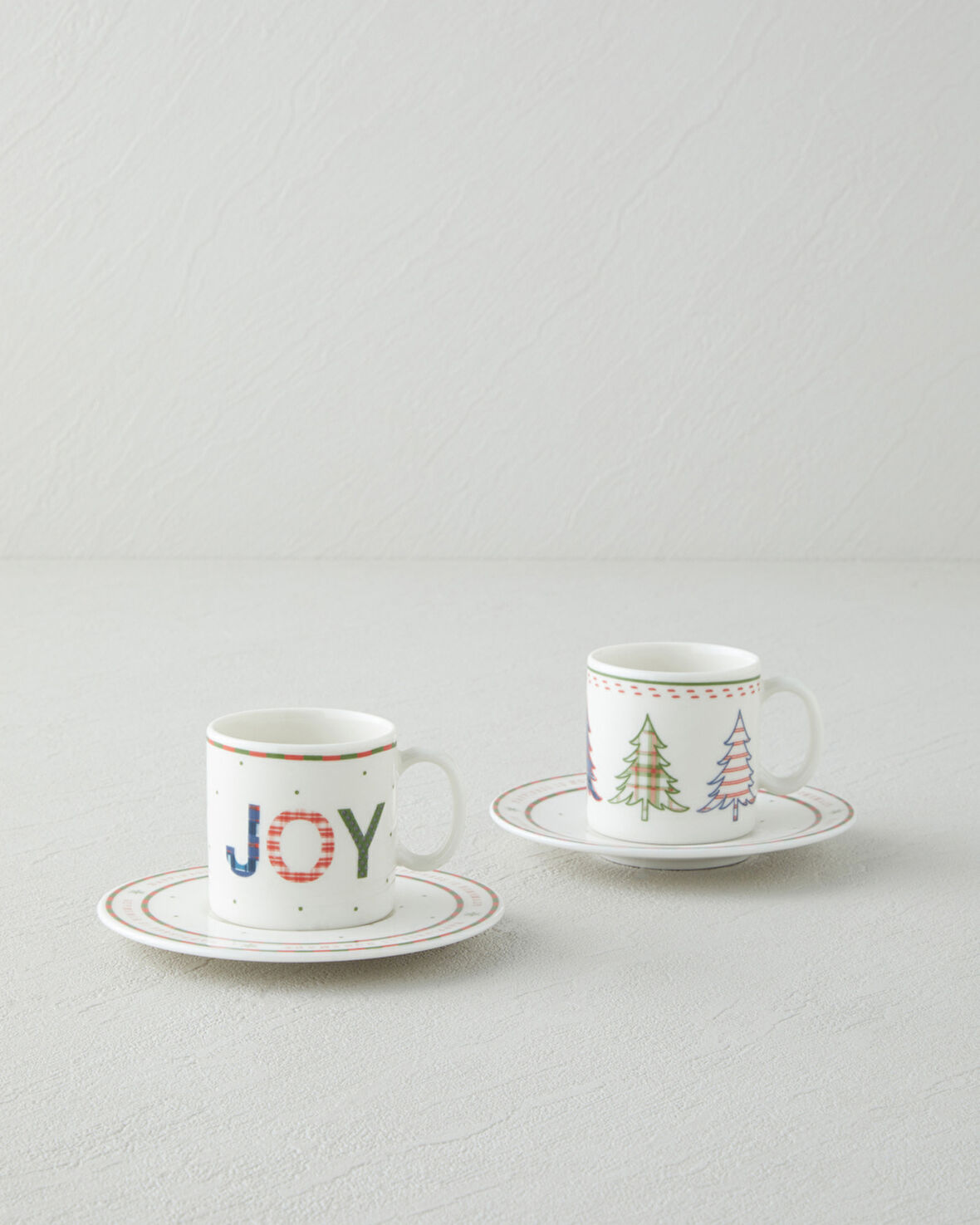 Wishful Bone Porselen 4 Parça 2 Kişilik Kahve Fincan Takımı 90 ml Kırmızı - Yeşil