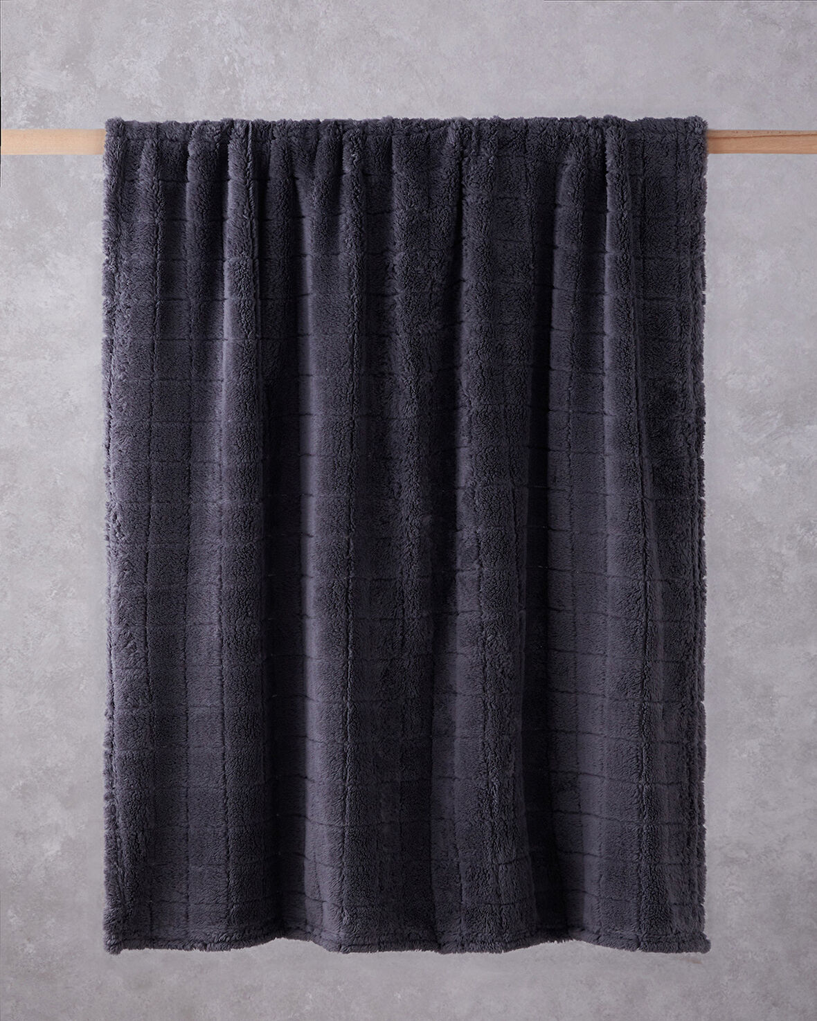 Natural Checkers Jakarlı Wellsoft Tv Battaniye 120x160 cm Antrasit