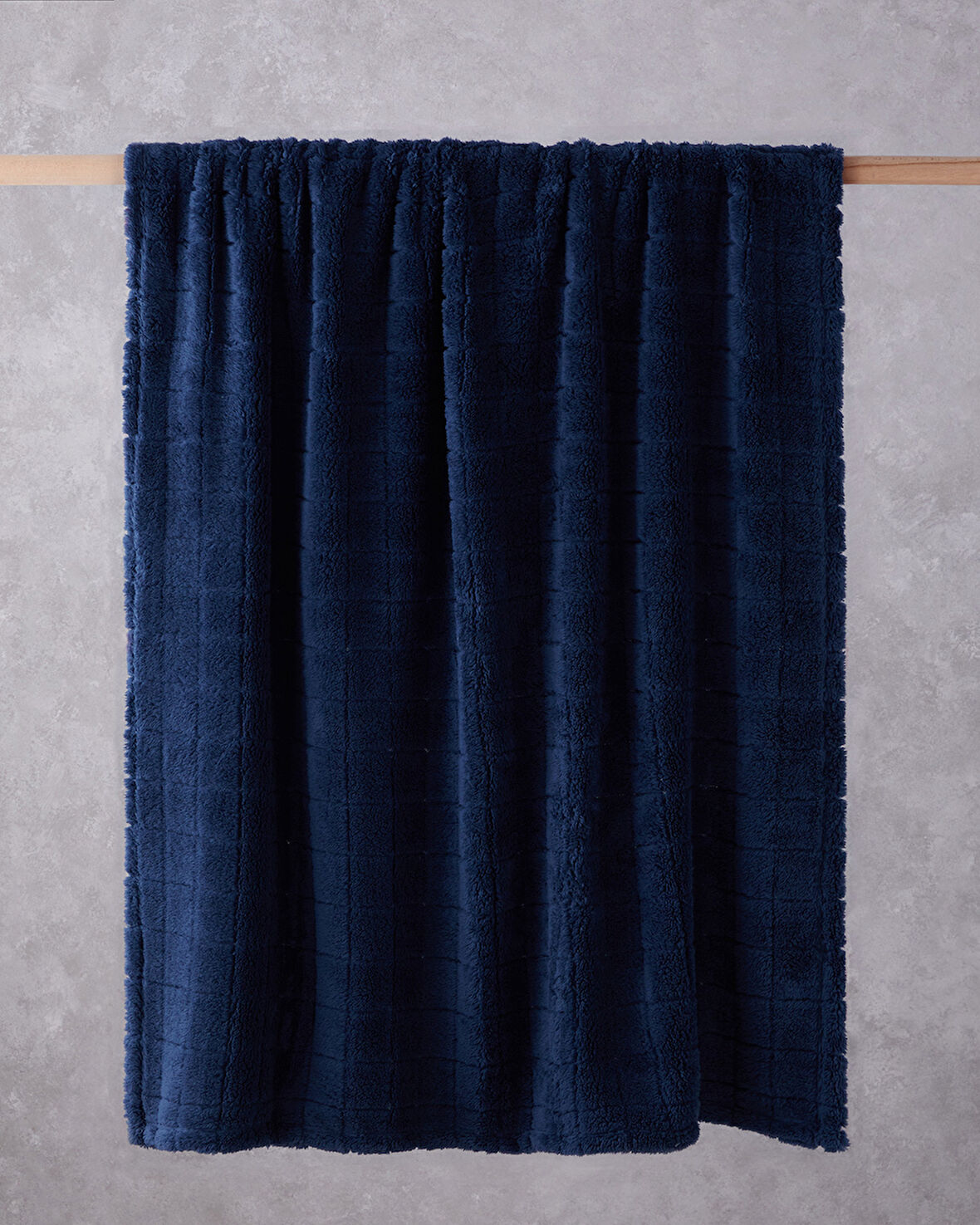 Natural Checkers Jakarlı Wellsoft Tv Battaniye 120x160 cm Gece Mavisi