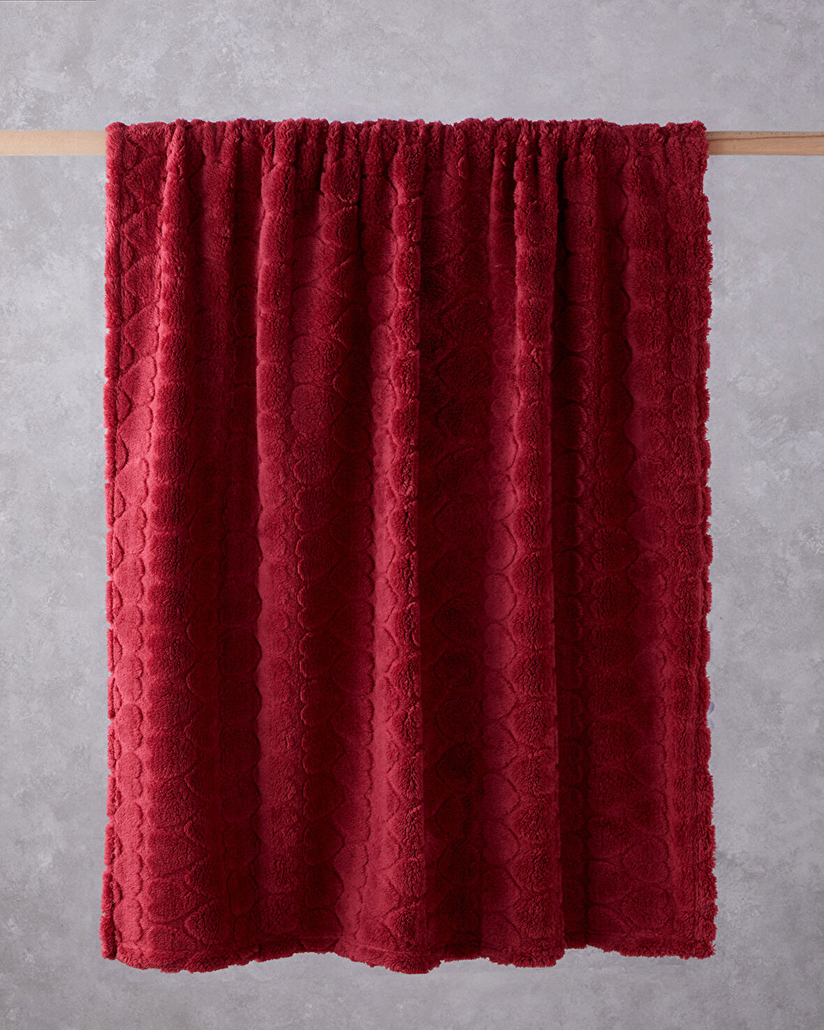 Romantic Hearts Jakarlı Wellsoft Tv Battaniye 120x160 cm Koyu Kırmızı