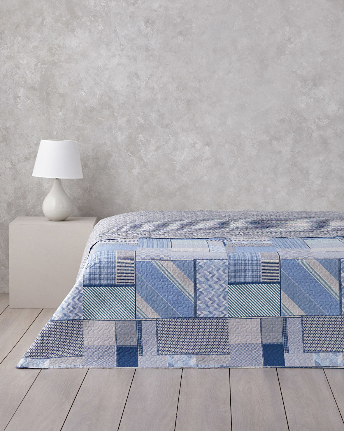 Patch Mosaic King Size Çok Amaçlı Örtü 240x220 cm Mavi