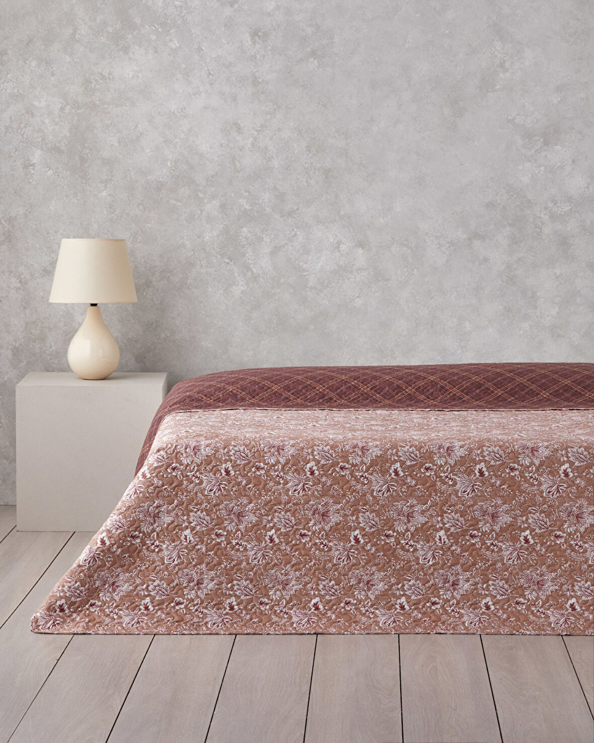 Jacobean Plaid King Size Çok Amaçlı Örtü 240x220 cm Bordo