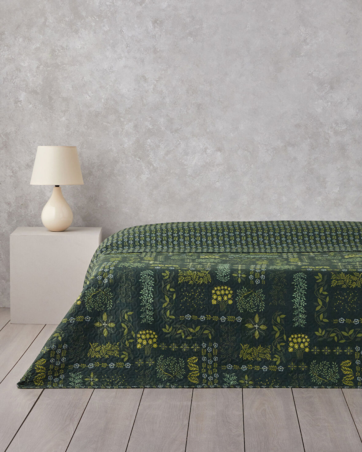 Tendril Bloom Tek Kişilik Çok Amaçlı Örtü 160x220 cm Yeşil