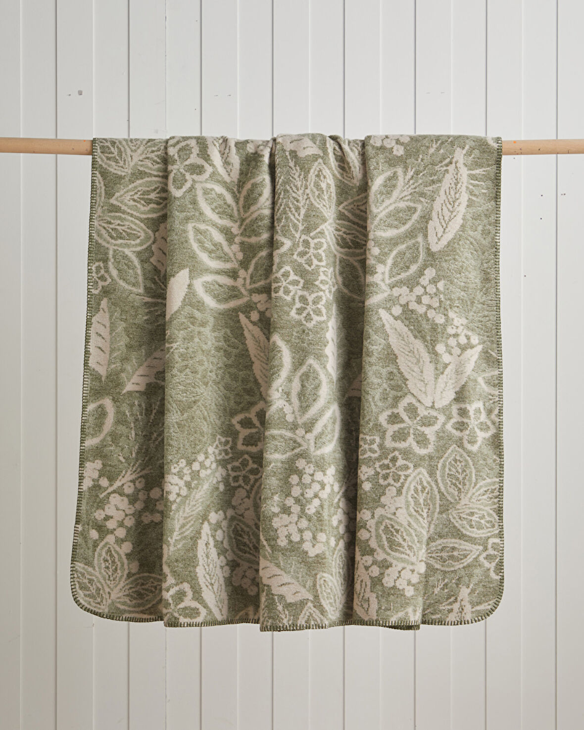 Floral Art Pamuklu Tek Kişilik Battaniye 150x200 cm Açık Yeşil