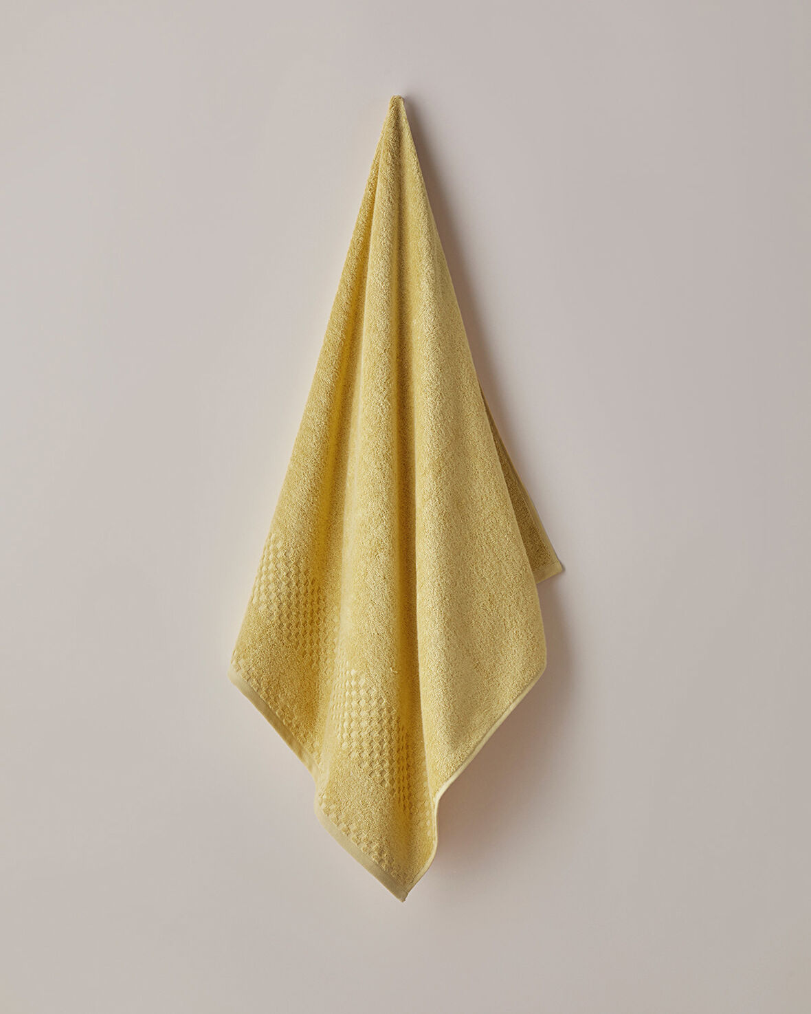 Border Check Pamuk Banyo Havlusu 70x140 cm Sarı