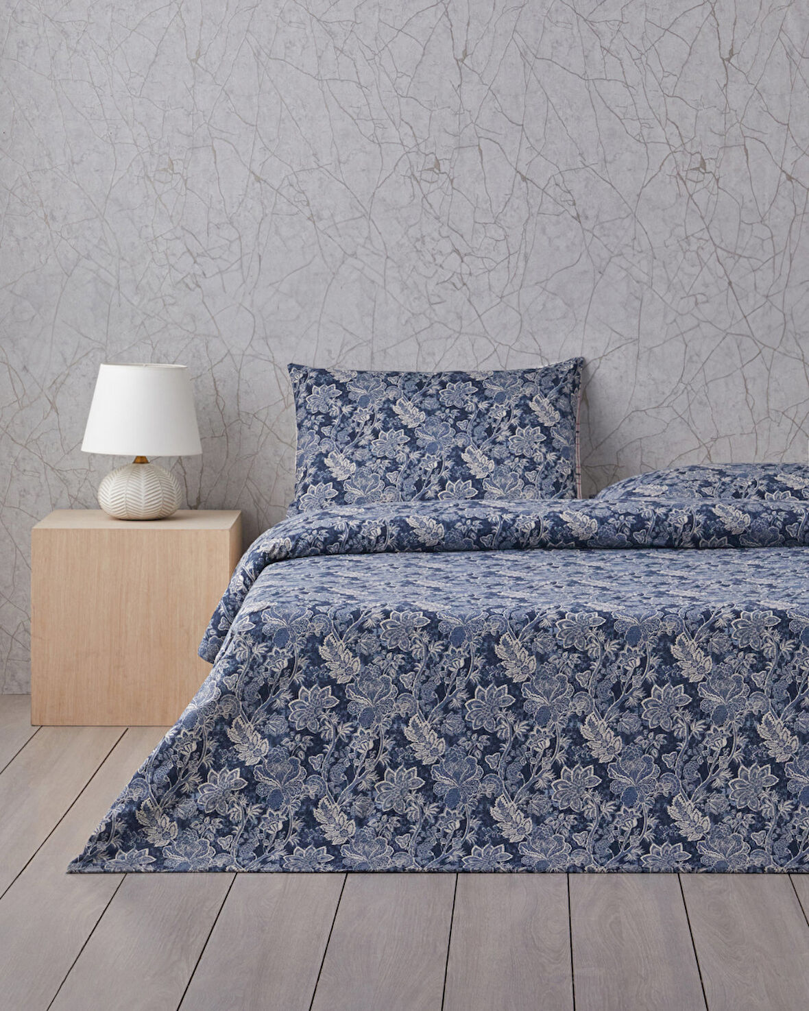 Boho Bloom Pamuk Çift Kişilik Nevresim Takımı 200x220 cm Lacivert
