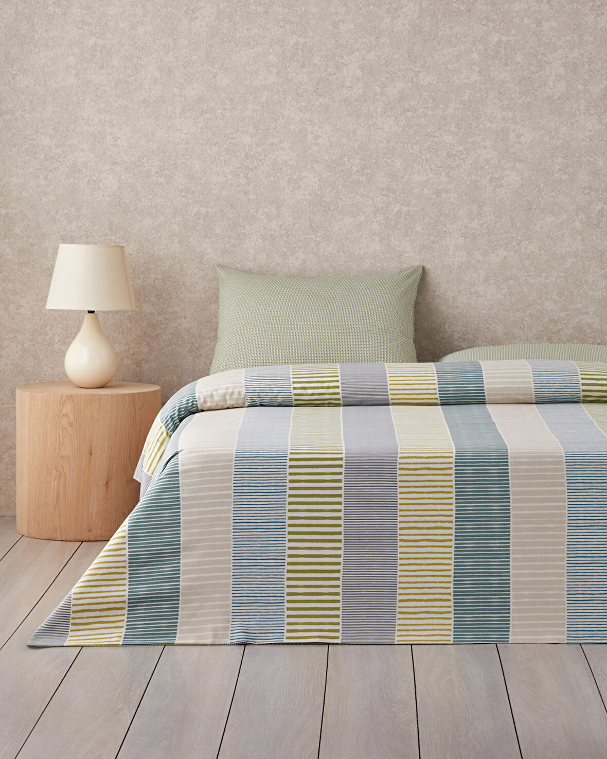 Border Line Kolay Ütülenir Çift Kişilik Nevresim Takımı 200x220 cm Yeşil-Bej