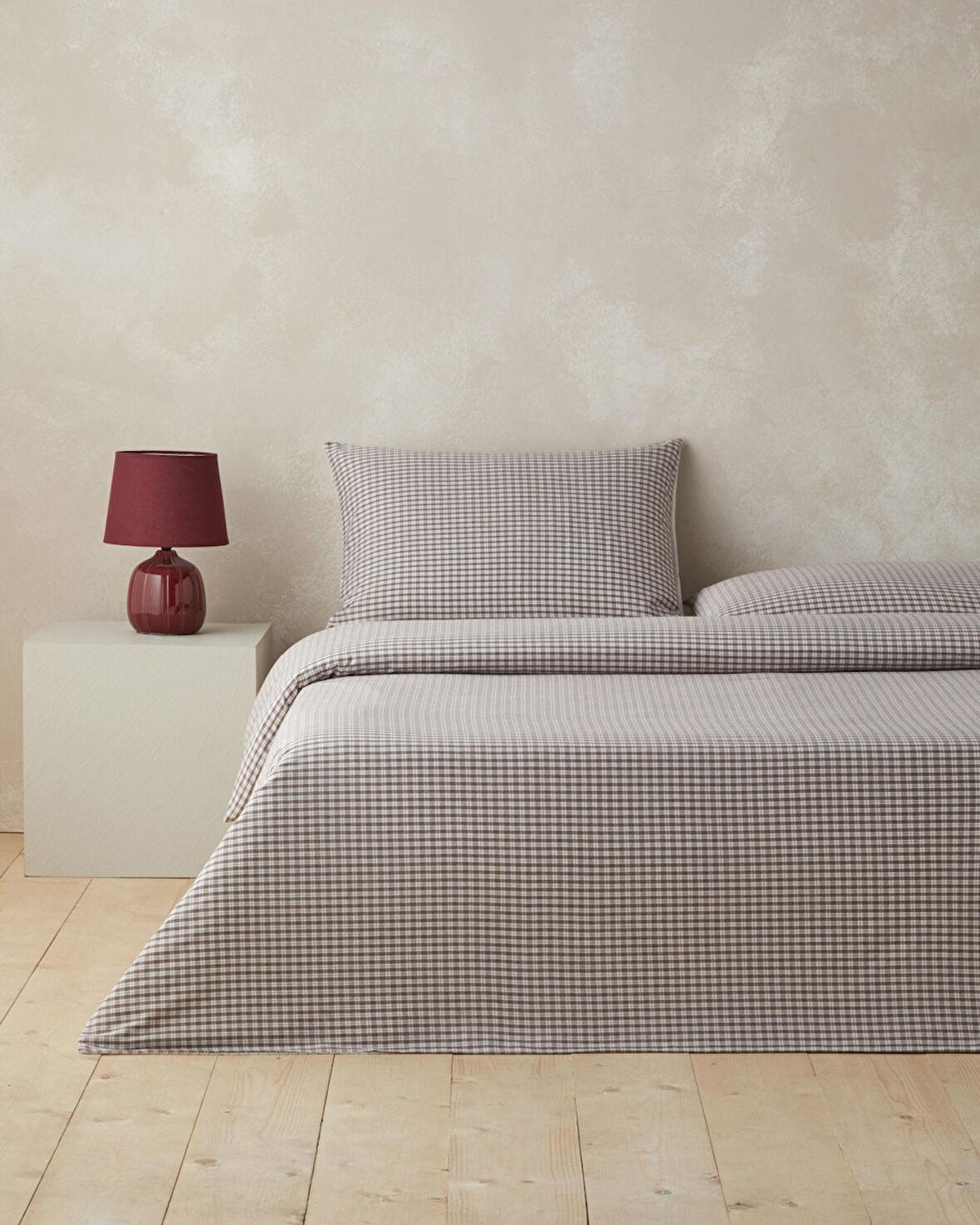 Tattersall İpliği Boyalı Çift Kişilik Nevresim Takımı 200x220 cm Kahverengi