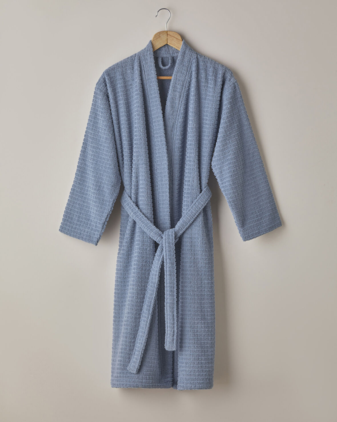 Chequer Pamuk Bornoz L-XL Mavi