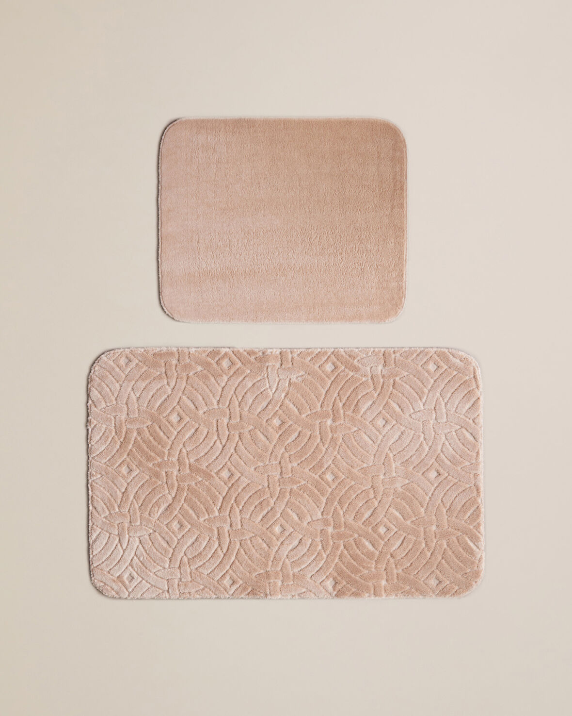 Wavelet Banyo Paspası Seti 60x100 cm + 50x60 cm Açık Bej