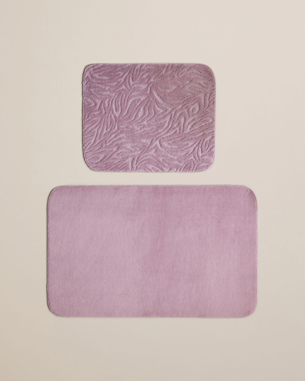 Strala Banyo Paspası Seti 60x80 cm + 40x60 cm Gül Kurusu