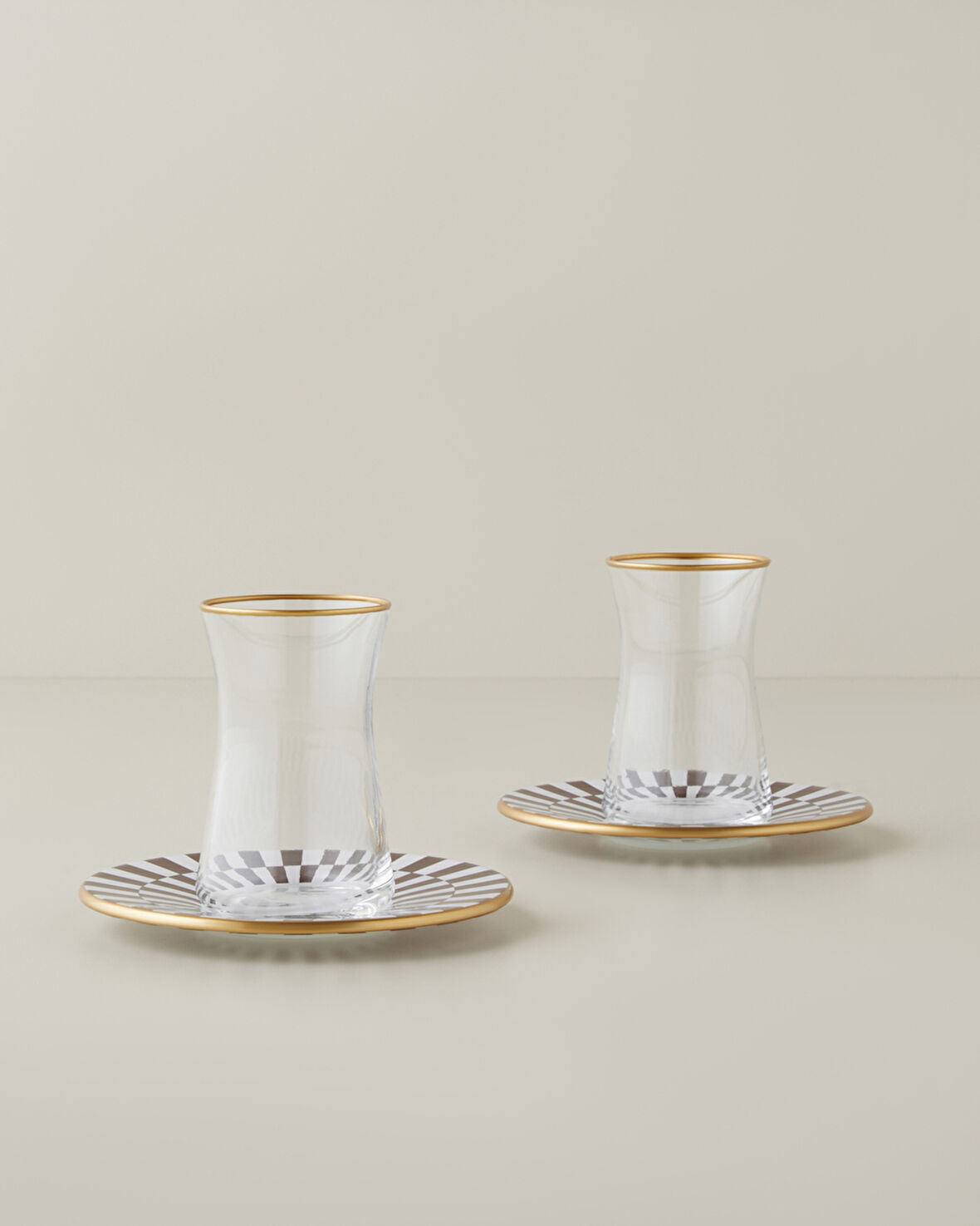 Emberly Cam 4 Parça 2 Kişilik Çay Seti 165 ml Kahverengi-Gold