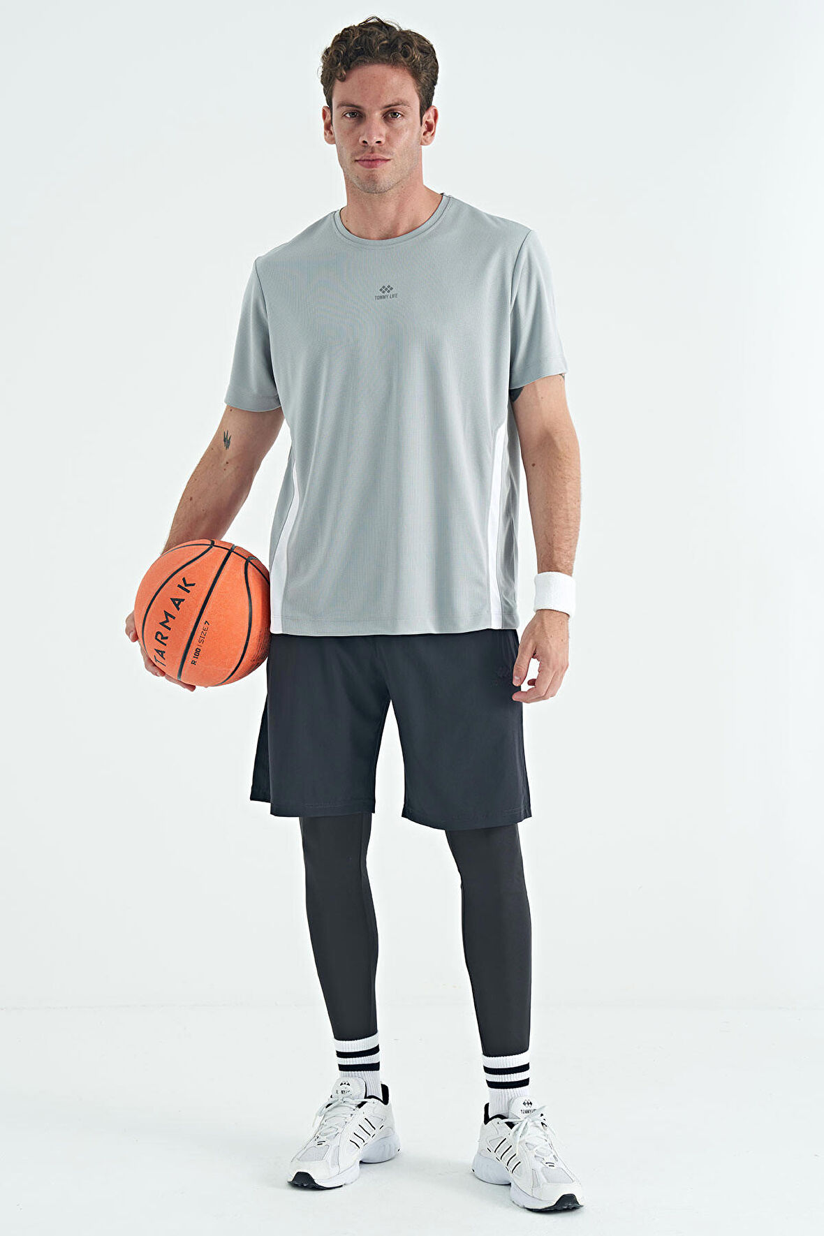 Siyah Logo Baskılı Yüksel Bel Slim Fit Aktif Spor Erkek Tayt - 84989 | L