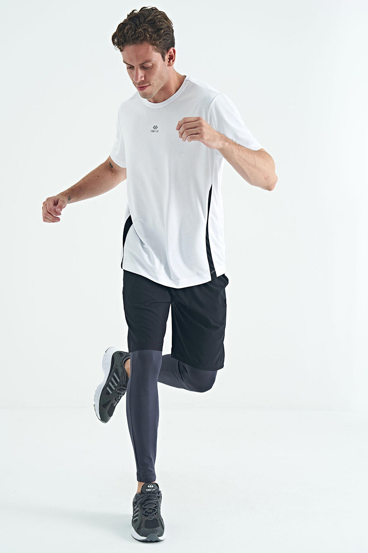 Antrasit Logo Baskılı Yüksel Bel Slim Fit Aktif Spor Erkek Tayt - 84989 | M