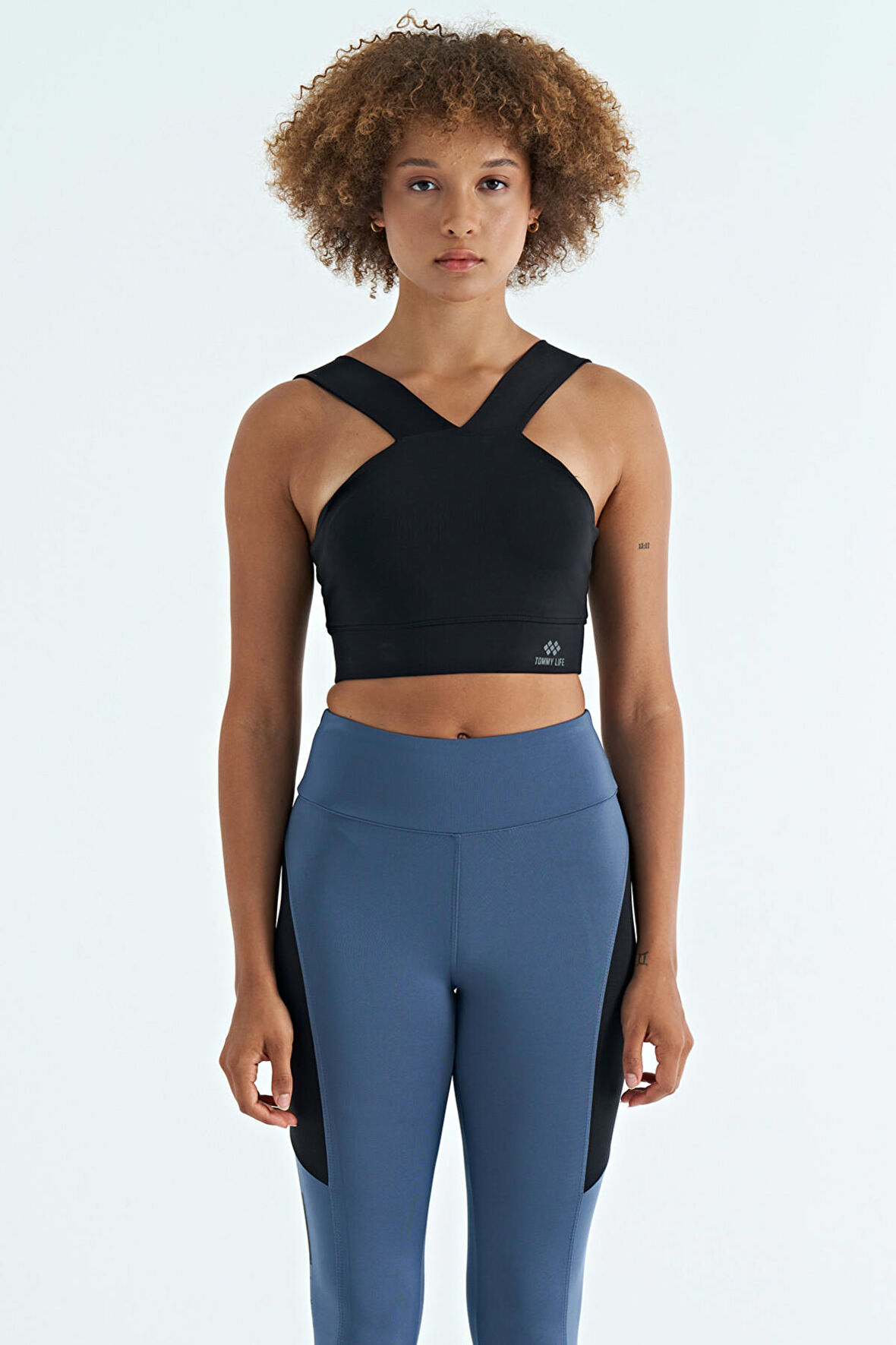 Siyah Logo Baskılı Dar Kalıp Dalgıç Kumaş Kadın Büstiyer - 97259 | M