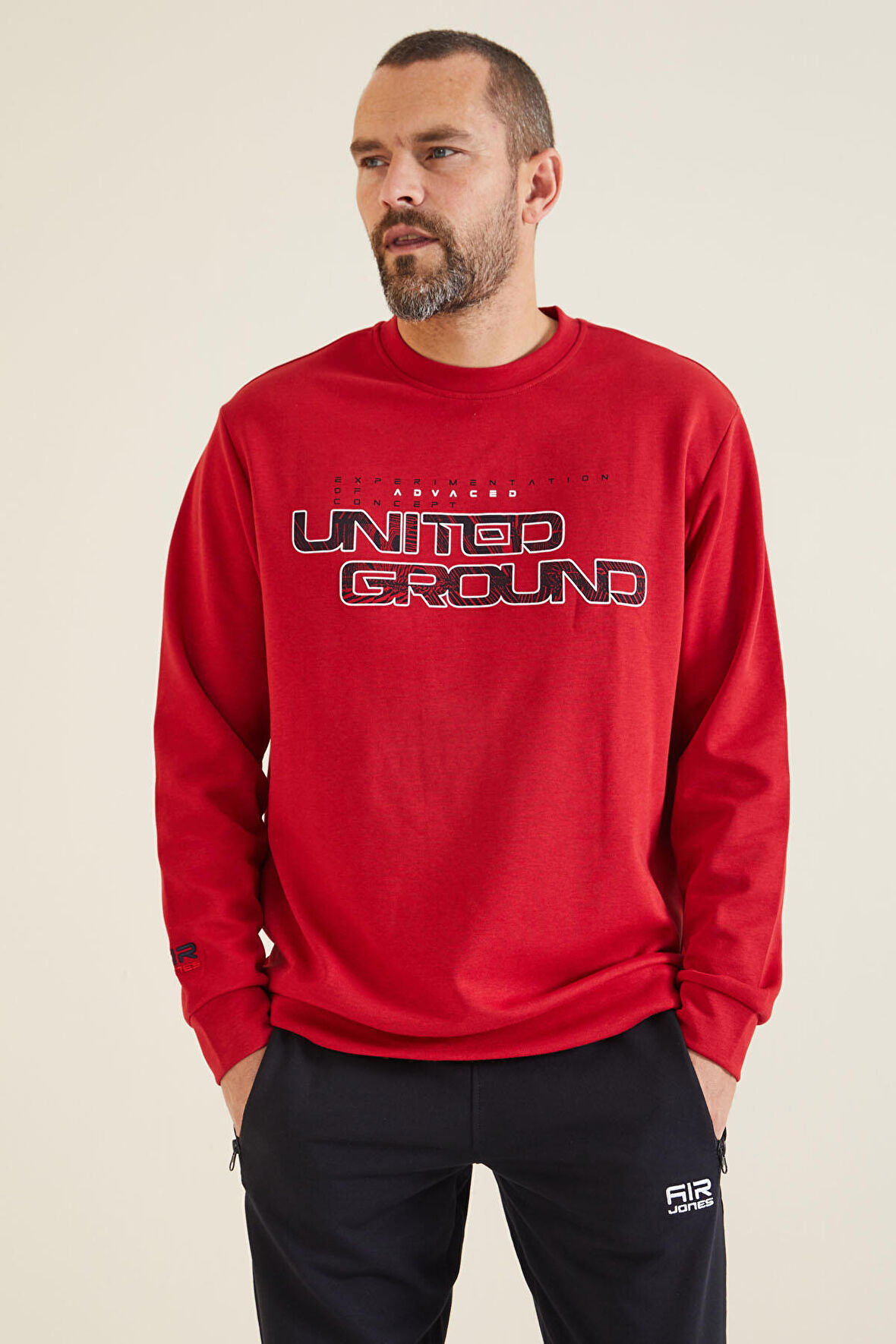 Rufus Kırmızı O Yaka Erkek Sweatshirt - 88127 | S