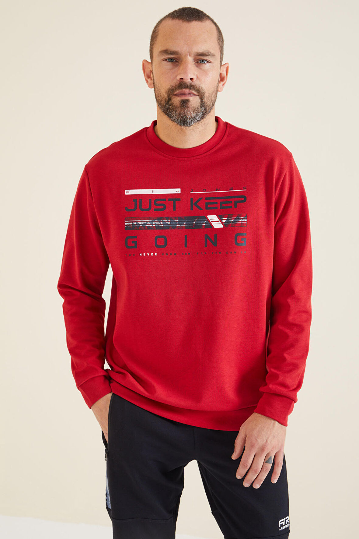 Urien Kırmızı Baskılı Erkek Sweatshirt - 88129 | S